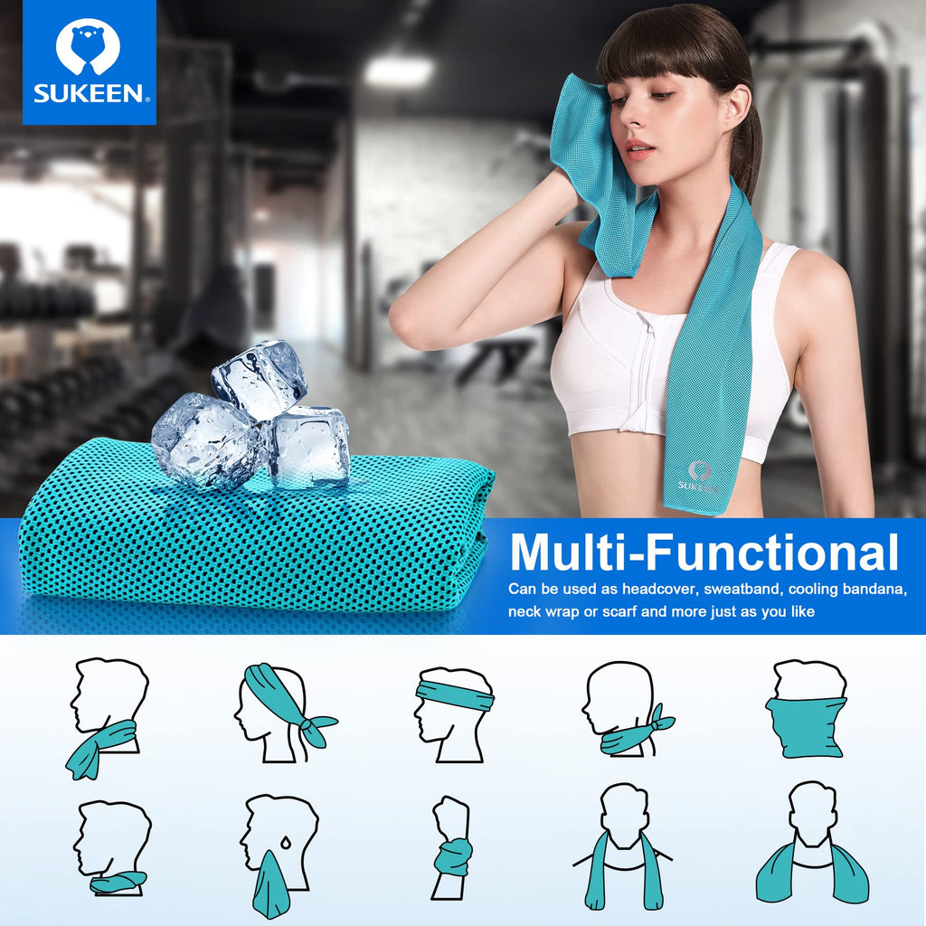 Sukeen 4 Pack Cooling Towels for Hot Weather 40"x12", Gym Towels for Men and Women, Soft Breathable Workout Towels for Yoga, Running, Sport, & More