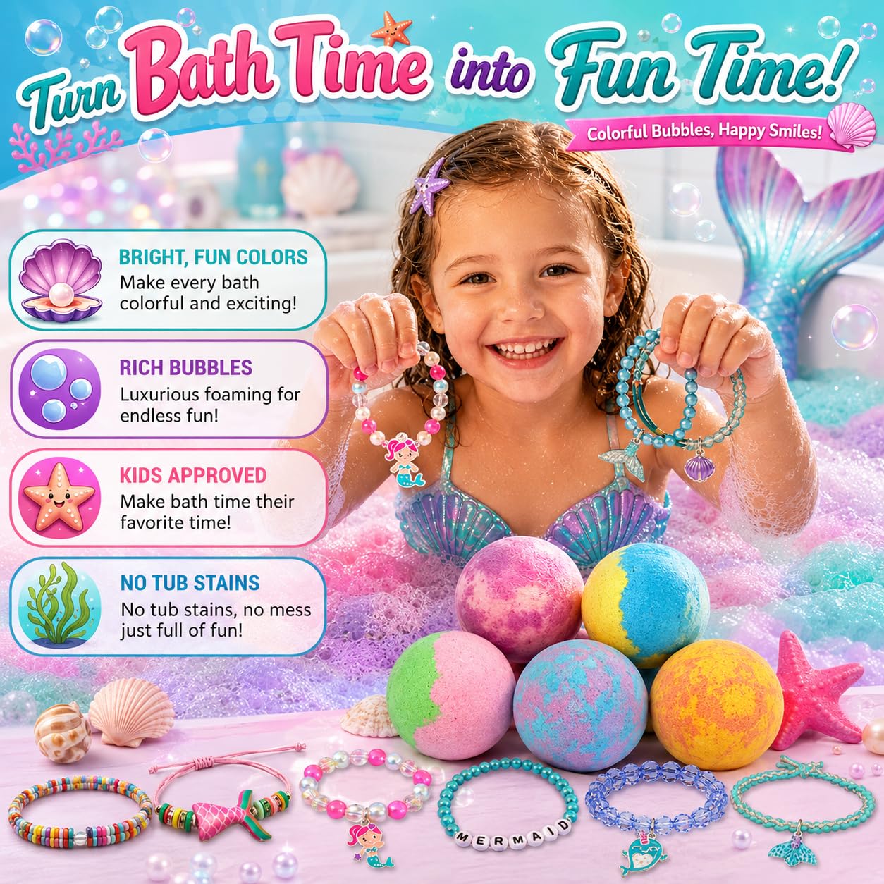 Bath Bombs for Kids with Surprise Inside - Organic Bath Fizzies with Toys Inside. All Natural, Gentle, and Kids Safe, Rainbow Spa Bath Fizz Balls, Birthday Gifts for Boys, Toddlers, Baby