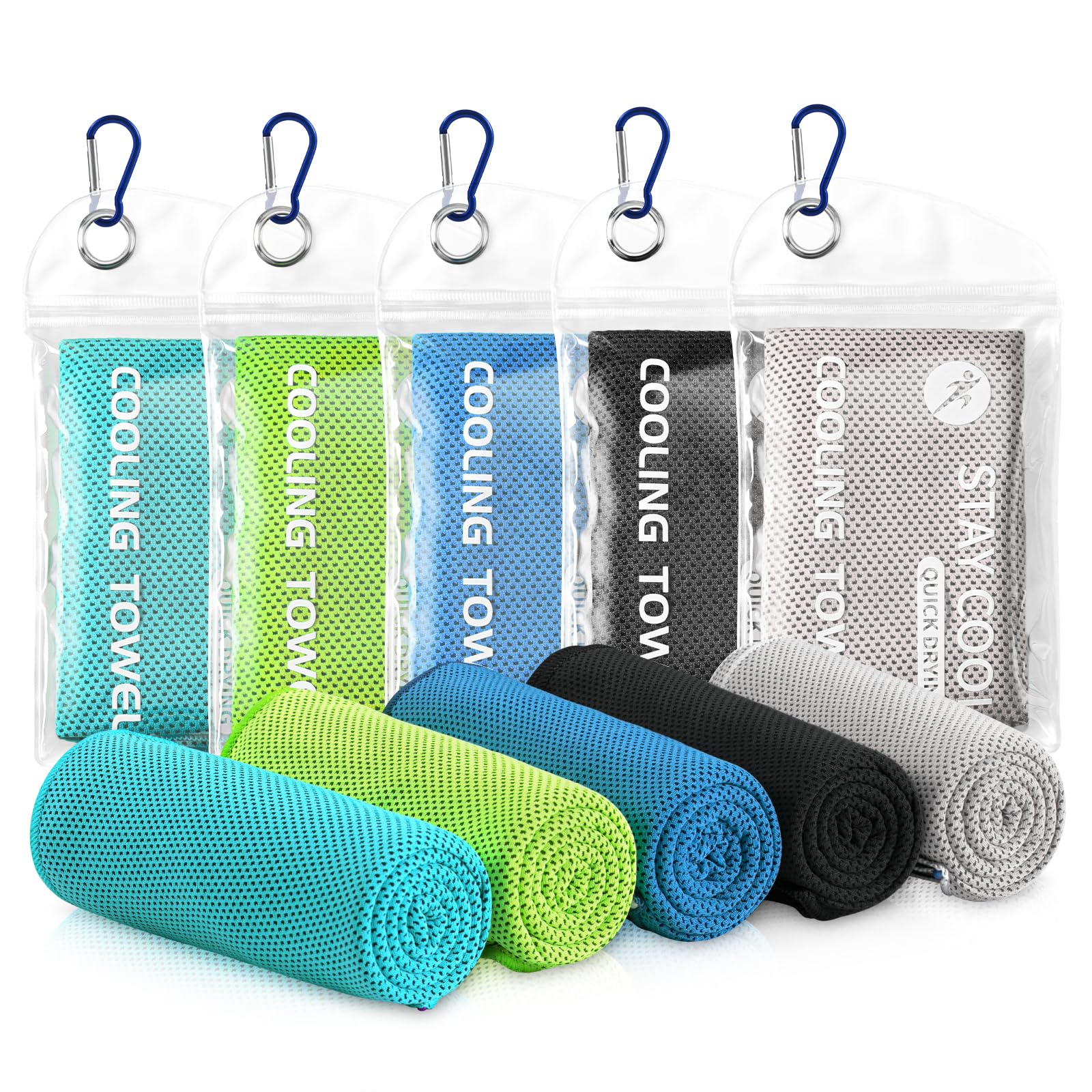 Cooling Towels - 5 Pack Gym Towels, Gym Towel for Working Out, Yoga Towel, Quick Dry Towel for Running, Camping, Fitness & More Activities