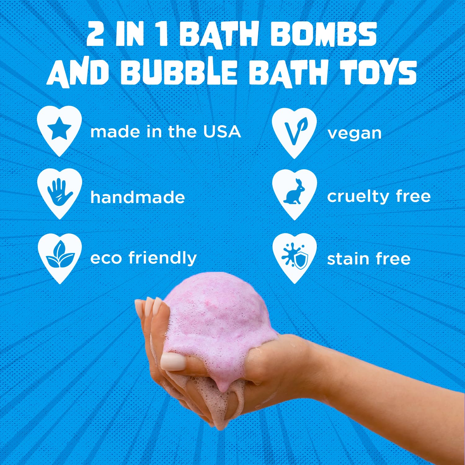 Superhero Bath Bombs for Kids & Boys with Surprise Hero Toys Inside (1 Pack) - Large Bubble Bath Bombs for Boys & Girls - Birthday Gift & Goodie Bags for Kids - Fruity Scent, USA Made by Two Sisters