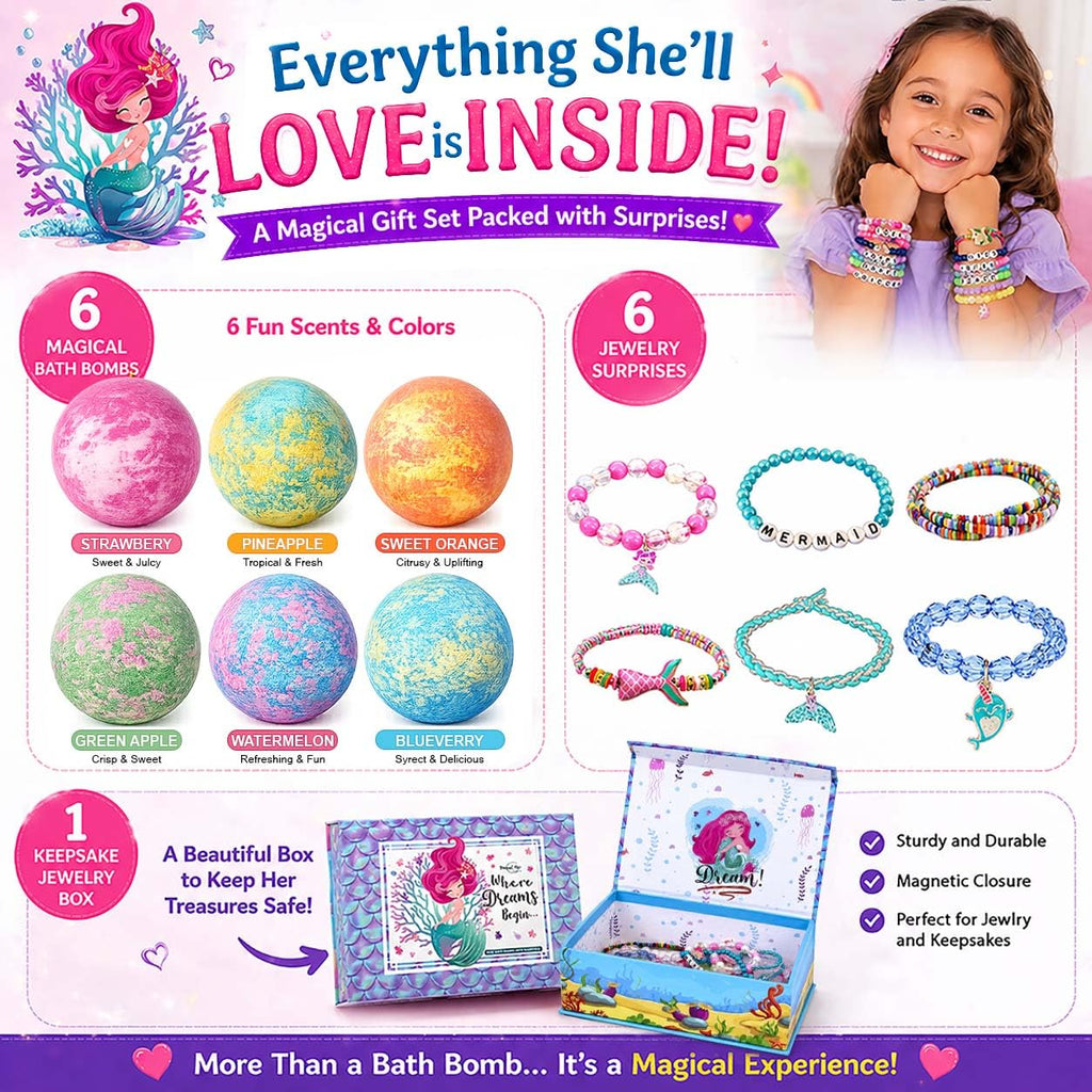 Bath Bombs for Kids with Surprise Inside - Organic Bath Fizzies with Toys Inside. All Natural, Gentle, and Kids Safe, Rainbow Spa Bath Fizz Balls, Birthday Gifts for Boys, Toddlers, Baby