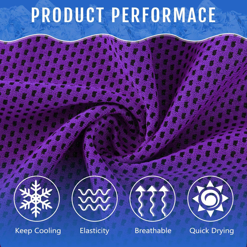 Hosuly 12 Pieces Cooling Towels, 40 x 12 Inch Ice Cool Towel for Neck and Face Microfiber Soft Breathable Chilly Rags for Yoga, Sports, Golf, Gym, Running, Workout(Purple)