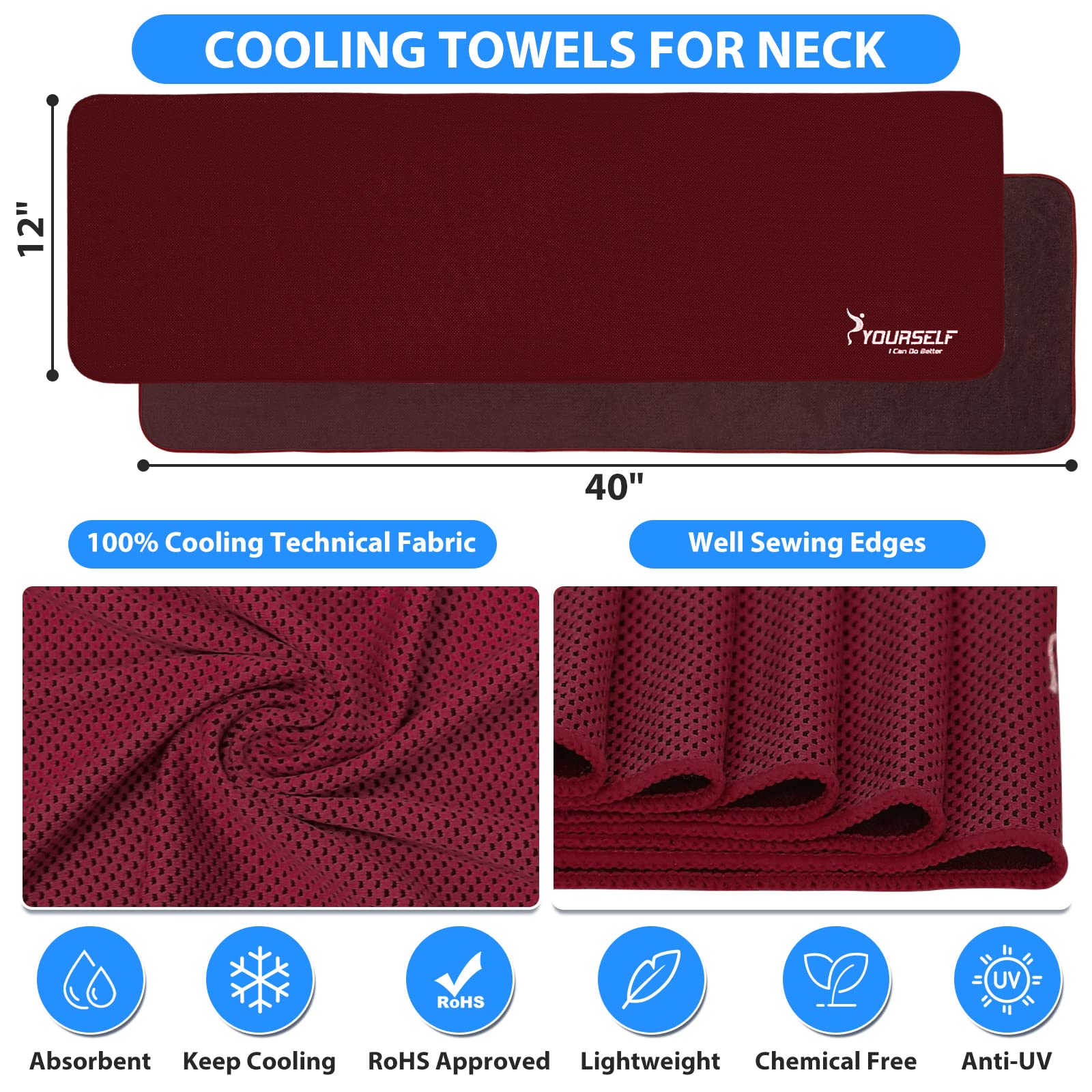 SYOURSELF Cooling Towel, Cooling Towels for Neck,40" x 12"Ice Towel for Instant Cooling Relief, Soft Breathable Chilly Towel, Perfect Yoga, Golf, Sports, Gym, Workout, Athletes Towel (1PC-Orange)