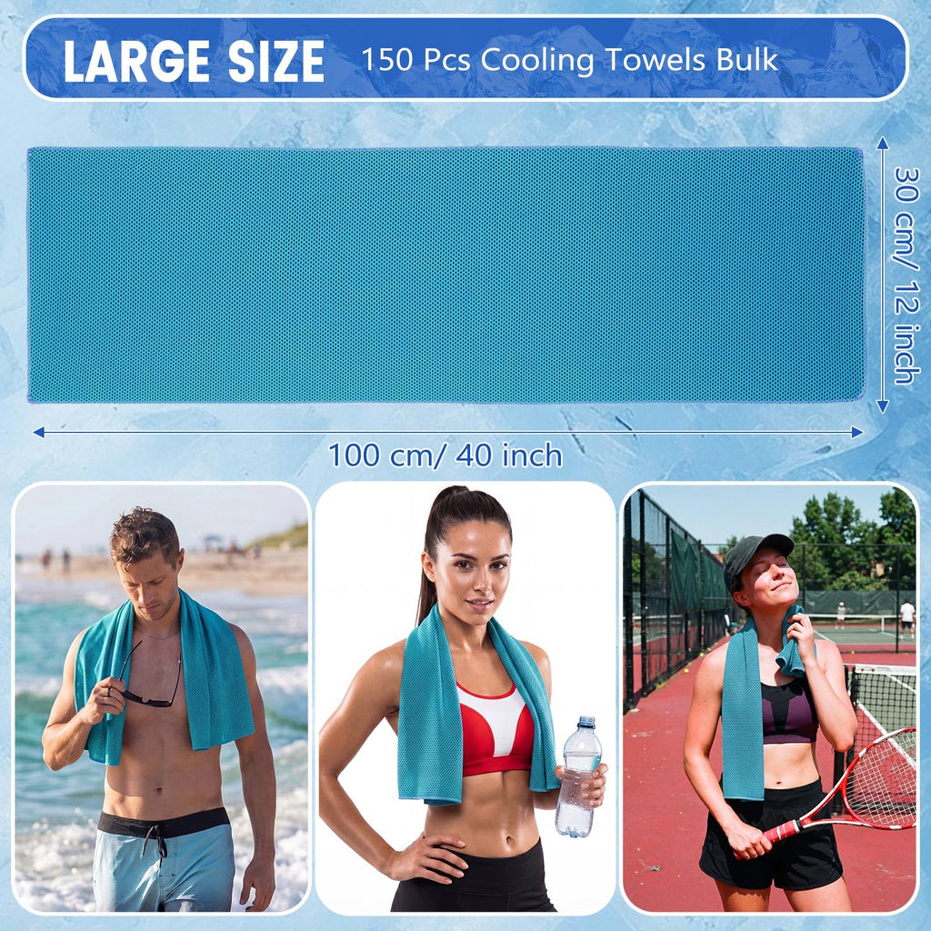 Hosuly 1000 Pack Cooling Towels Bulk 40 x 12 Inch Large Chilly Breathable Sweat Sports Cold Towels Sublimation Microfiber Ice Neck Rag for Hot Weather Workout Gym Team Gift (Dark Blue)
