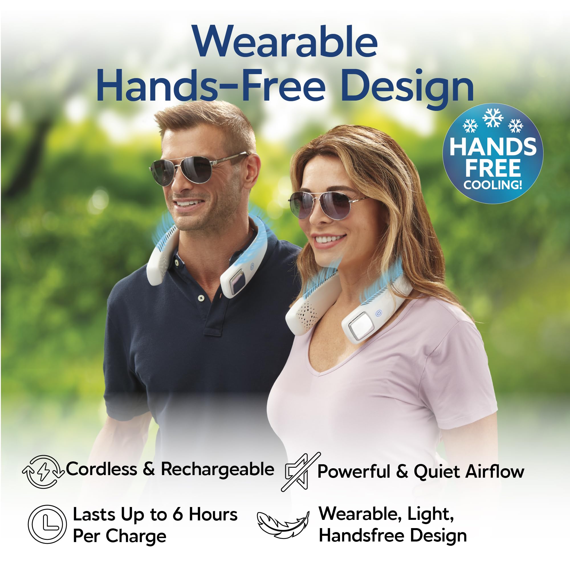 Arctic Air Freedom Personal Air Cooler - Portable 3-Speed Neck Fan, Hands-Free Wearable Design, Lightweight, Cordless And Rechargeable