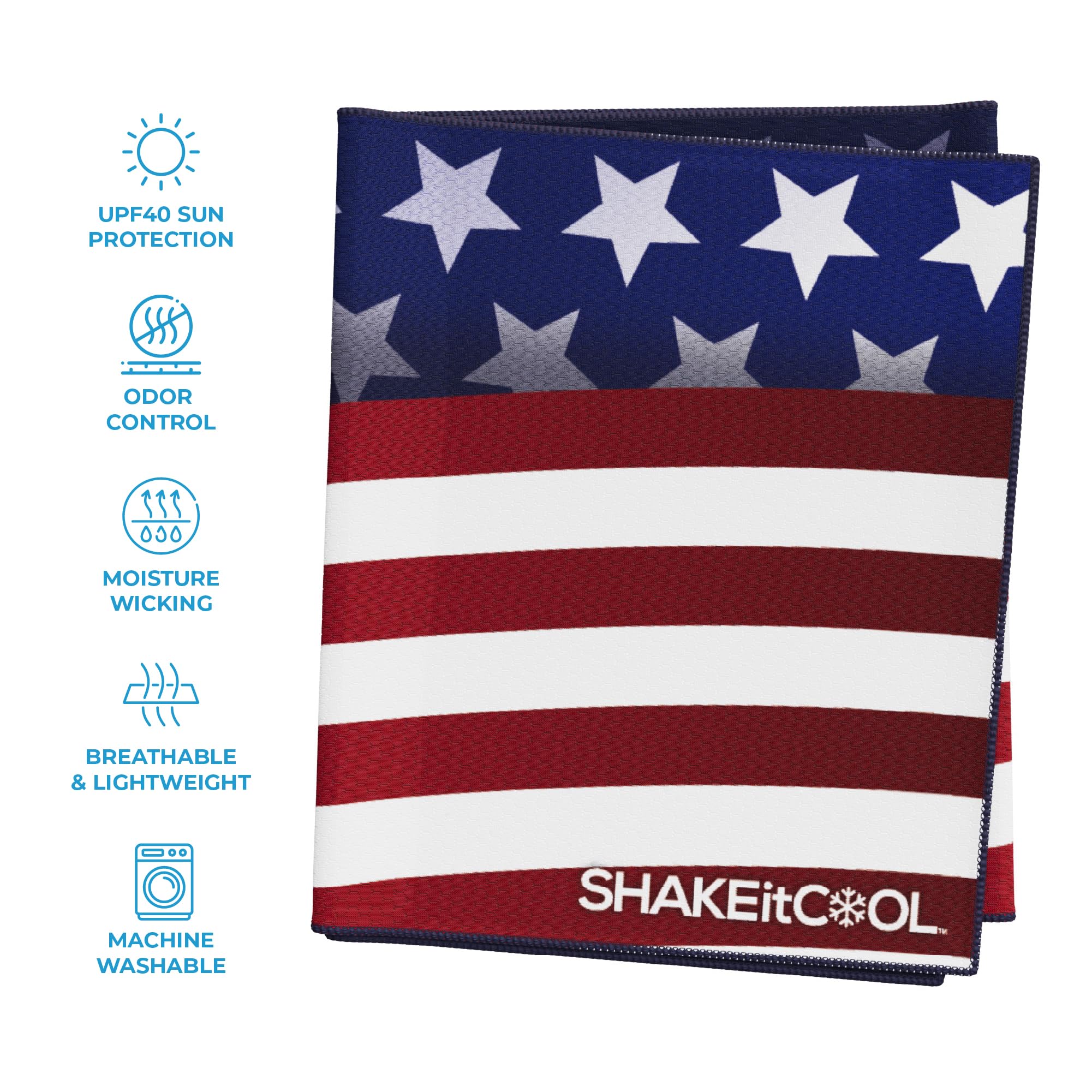 SHAKEitCOOL Extended Size Cooling Towel – Be Cool in Style - Heat Relief, Soft, Lightweight, Sun Protection, Easy Clean - Perfect for Biking, Hiking, Running, Yoga, Golf - Blue Purple Wave M