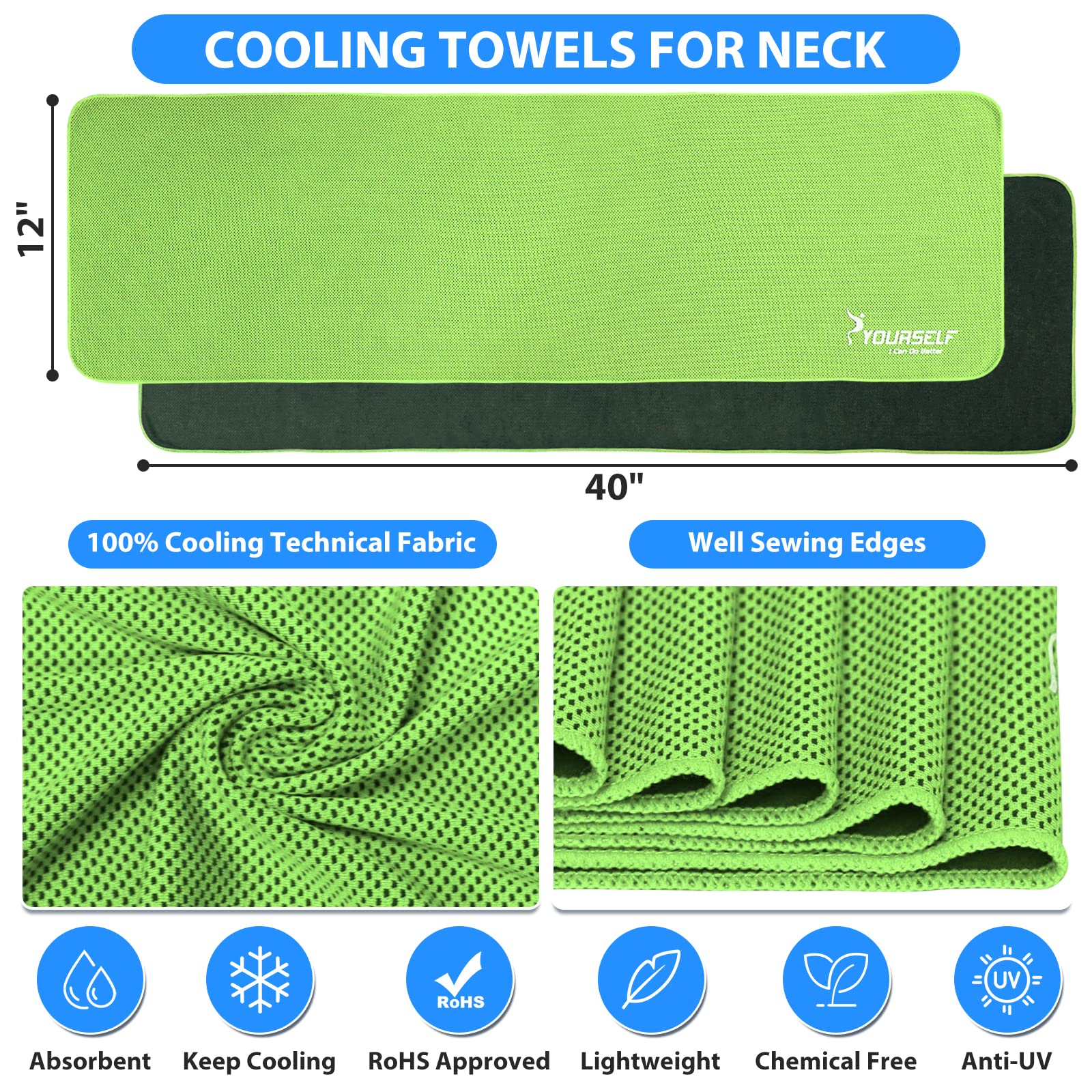 SYOURSELF Cooling Towel, Cooling Towels for Neck,40" x 12"Ice Towel for Instant Cooling Relief, Soft Breathable Chilly Towel, Perfect Yoga, Golf, Sports, Gym, Workout, Athletes Towel (1PC-Orange)