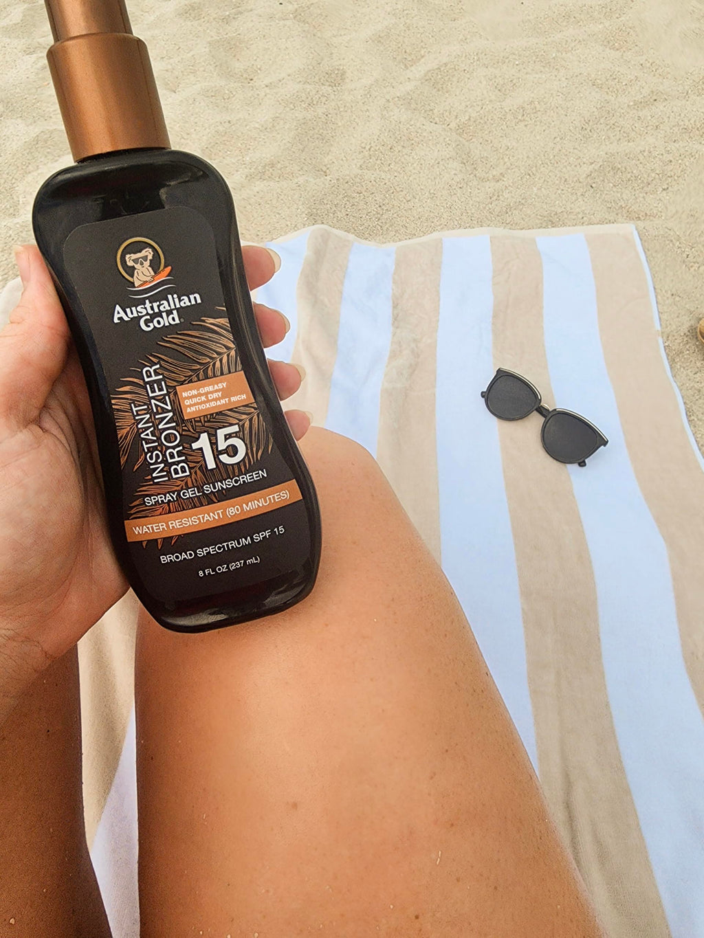 Australian Gold Spray Gel Sunscreen with Instant Bronzer SPF 50, 8 Ounce | Moisturize & Hydrate Skin | Broad Spectrum | Water Resistant,B07DG52KLY