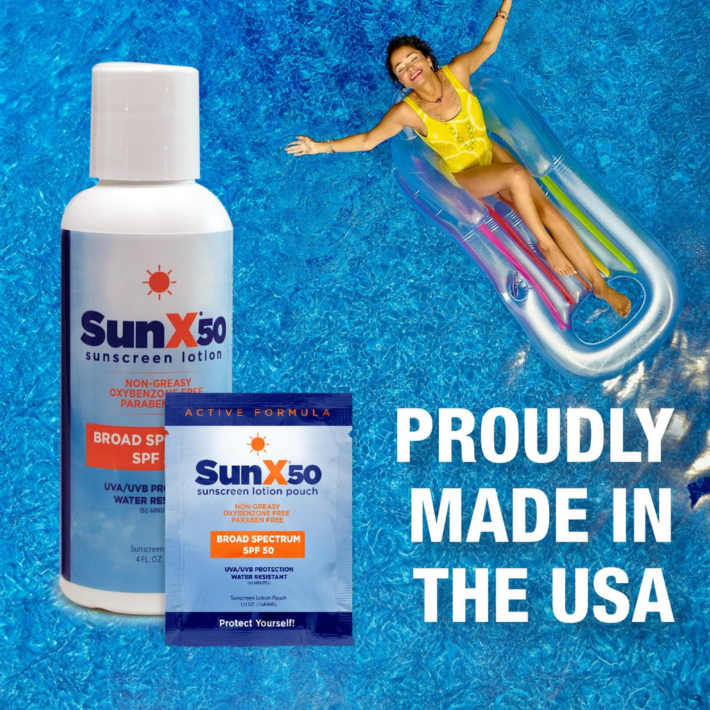 CoreTex Sun X 50 SPF Broad Spectrum Sunscreen Lotion - 4oz Bottle of Paraben, Oxybenzone, Octinoxate, & Oil Free Sunscreen - No White Cast and Water Resistant Up to 80 Minutes