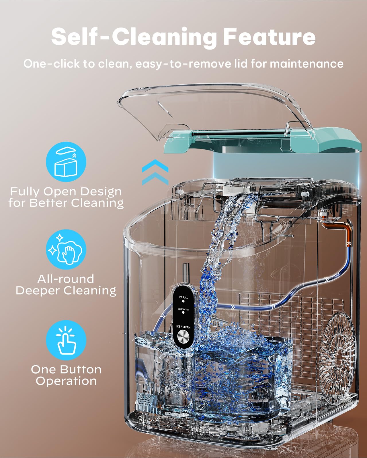 Silonn Nugget Ice Maker Countertop, Pellet Ice Machine with Self-Cleaning Function, Sonic Ice Maker Produces 36lbs of Chewable Ice in 24 Hours, Ideal for Home Kitchen and Office (Black)