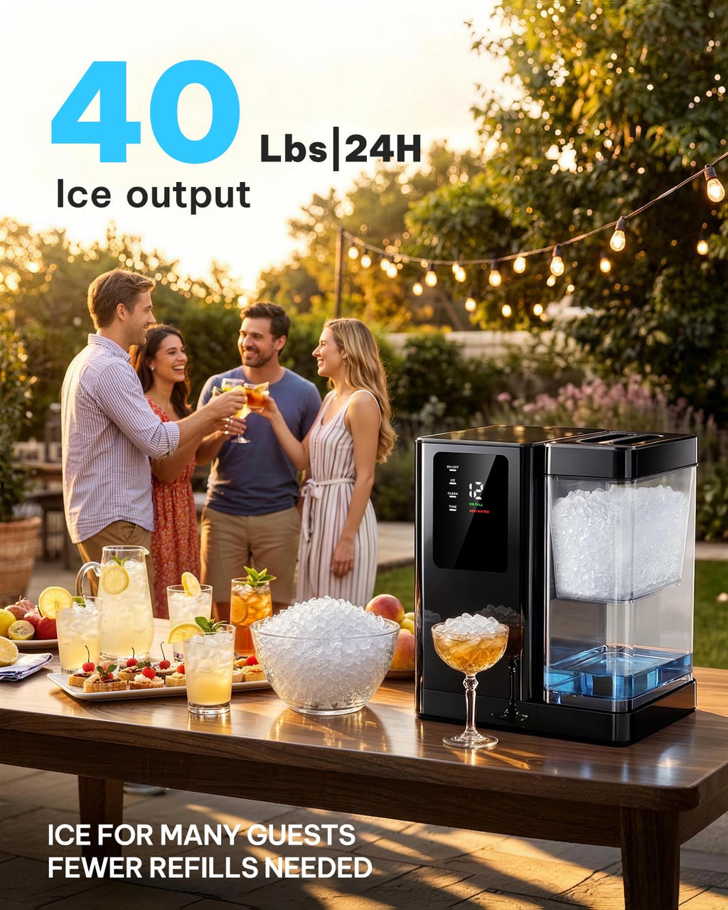 Silonn Nugget Ice Maker Countertop, Pellet Ice Machine with Self-Cleaning Function, Sonic Ice Maker Produces 36lbs of Chewable Ice in 24 Hours, Ideal for Home Kitchen and Office (Black)