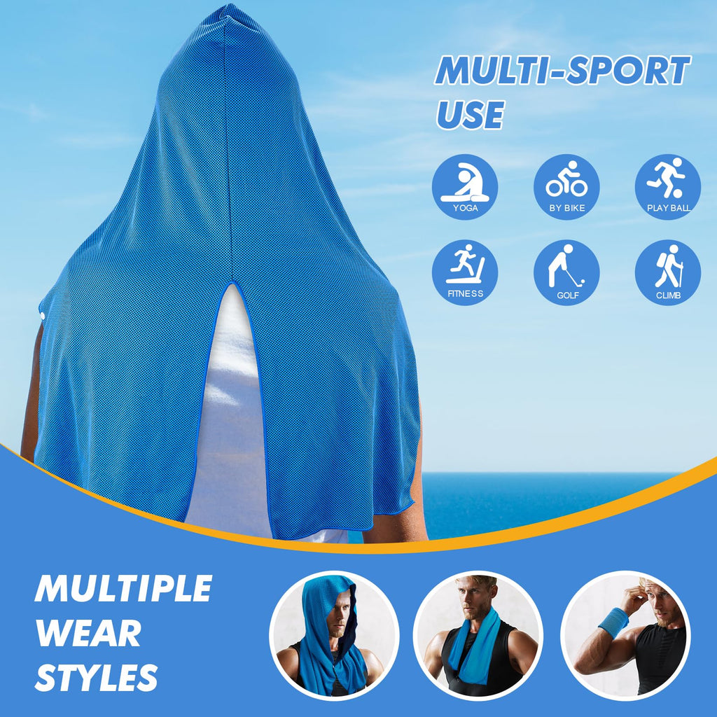 CSITE Cooling Hoodie Towels, Instant Cooling Towels for Neck and Face, UPF 50 Sun Protection, Ice Towel for Hot Weather, Head Towel for Sports, Camping, Cycling & More Activities