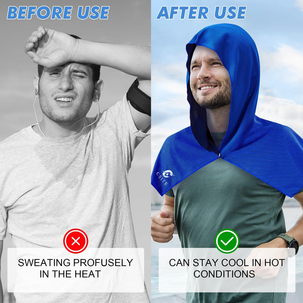 CSITE Cooling Hoodie Towels, Instant Cooling Towels for Neck and Face, UPF 50 Sun Protection, Ice Towel for Hot Weather, Head Towel for Sports, Camping, Cycling & More Activities