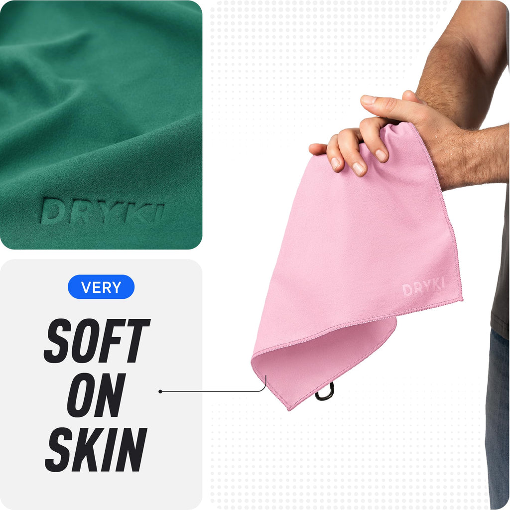 DRYKI Sweat Absorbing Handkerchiefs - The Original Pocket-Sized Sweat Towels - Quick-Dry Microfiber Sweat Rags for Face, Hands, & Body - Men & Women - Gym, Sports, and Work (Forest: 5 Pack)