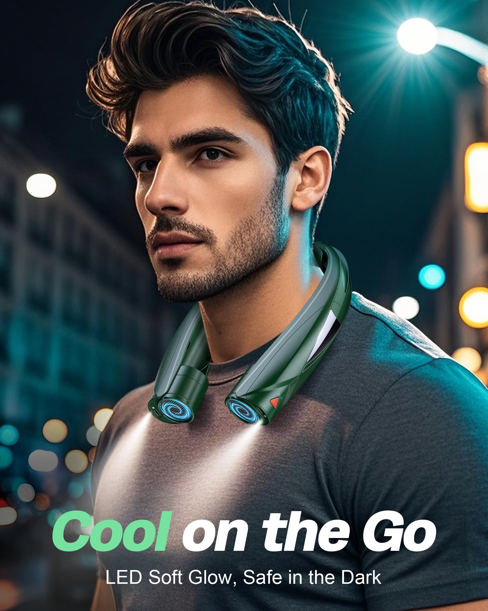Laimiod Neck Fan - Portable Neck Fan with LED Book Light, 6-20h Long Battery Life, 6 Speeds Adjustable, USB-C Rechargeable, Hands-Free Wearable Fan, Cooling Personal Fan Gifts for Men Women Dad Mom | Comfortable Silicone Made, 6-20 Hours Long Lasting, 6 A