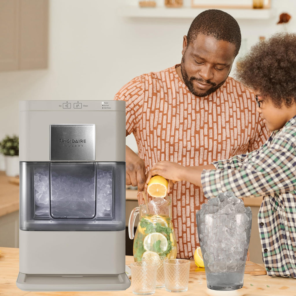 Frigidaire Compact Countertop Ice Maker, Makes 26 Lbs. of Bullet Shaped Ice Cubes Per Day, Silver Stainless