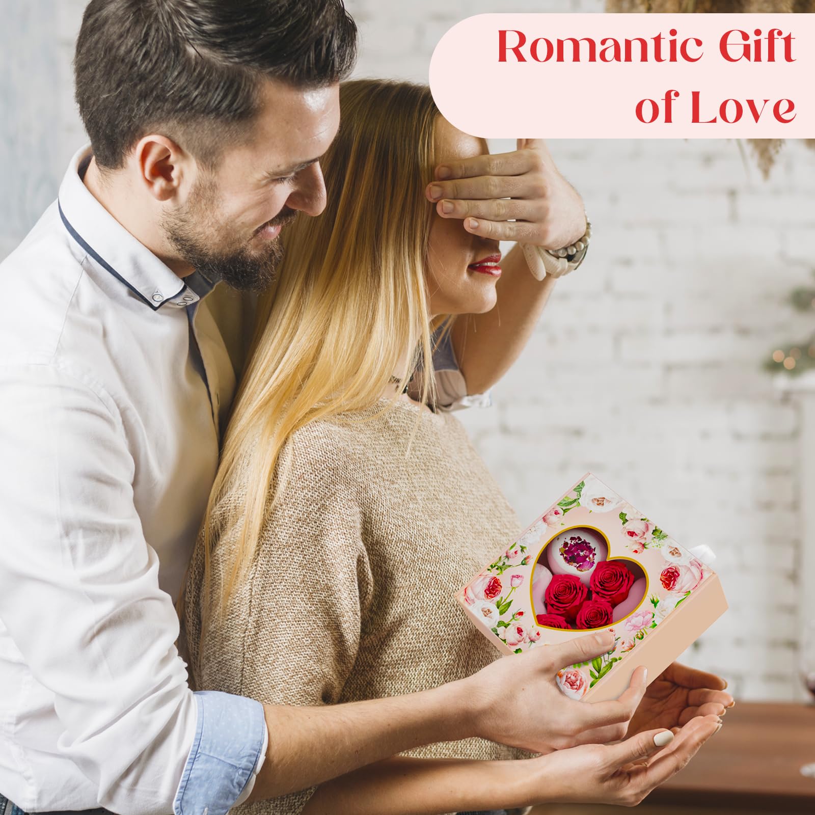 Valentines Bath Bombs Shower Steamers: Handmade Natural Bath Balls with Surprise for Women Gift Set - Relaxing Bubble Bathbombs Scented Rose Hearts Flower Romantic Birthday for Girls Kids Mom