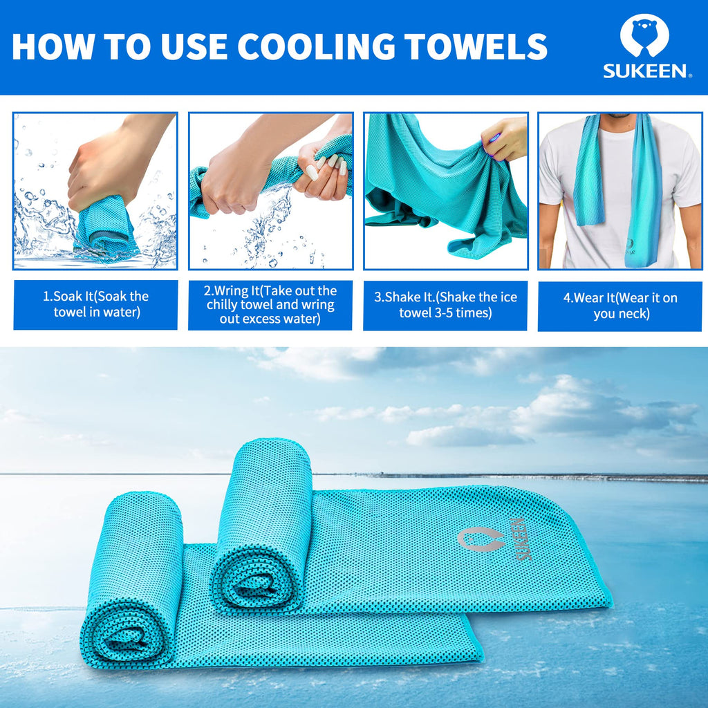Sukeen Cooling Towel (40"x12") for Neck & Head - Soft Breathable Chilly Sweat Towel for Yoga, Golf, Gym, Camping, Running, Workout & More Activities