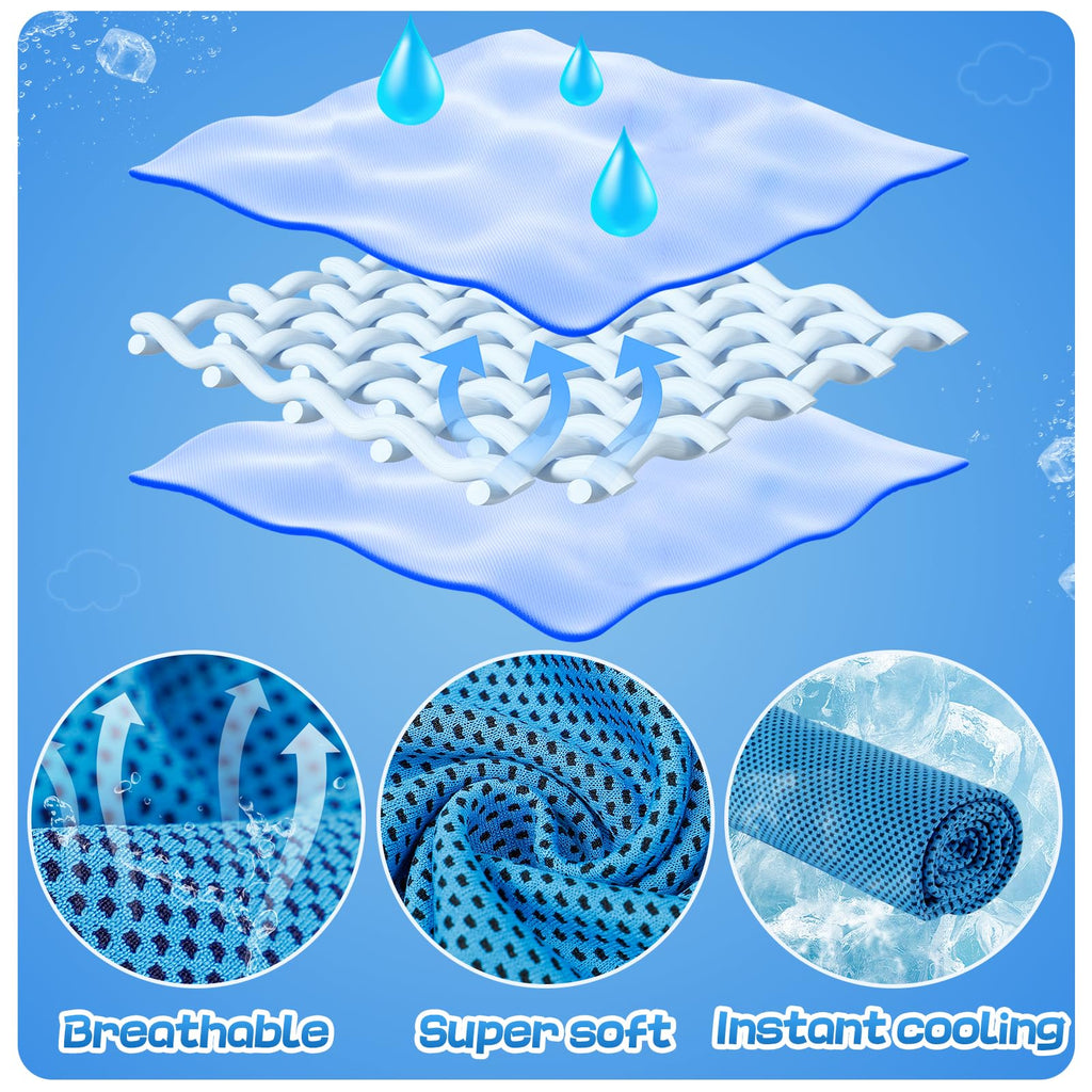 4 Pack Mini Cooling Towels (30"x9") - Kids Cooling Towel, Soft Breathable Cooling Neck Wraps with UPF 50 Sun Protection for Boys Girls Running Exercise Parent-child Activities School Outdoor Sports