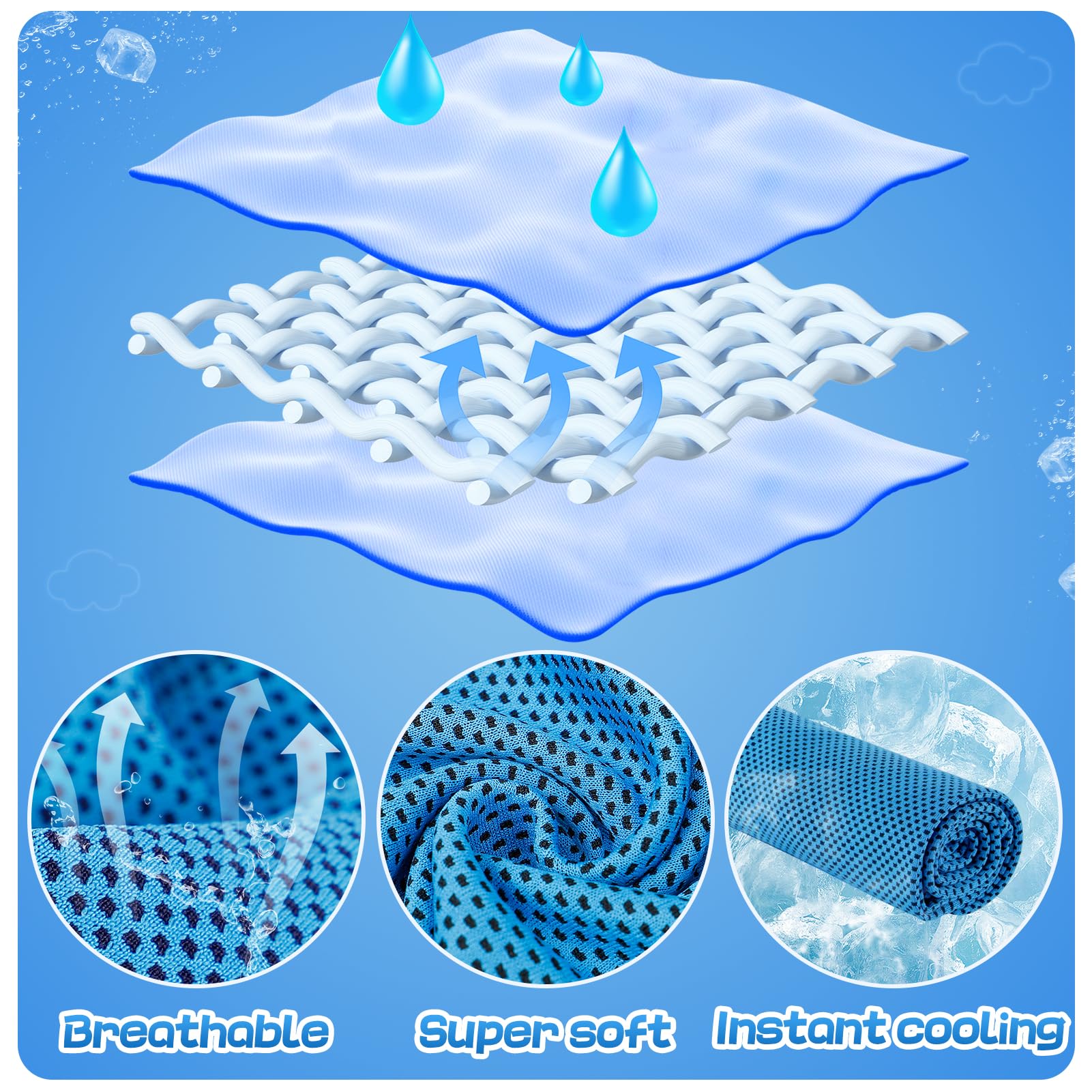 4 Pack Mini Cooling Towels (30"x9") - Kids Cooling Towel, Soft Breathable Cooling Neck Wraps with UPF 50 Sun Protection for Boys Girls Running Exercise Parent-child Activities School Outdoor Sports