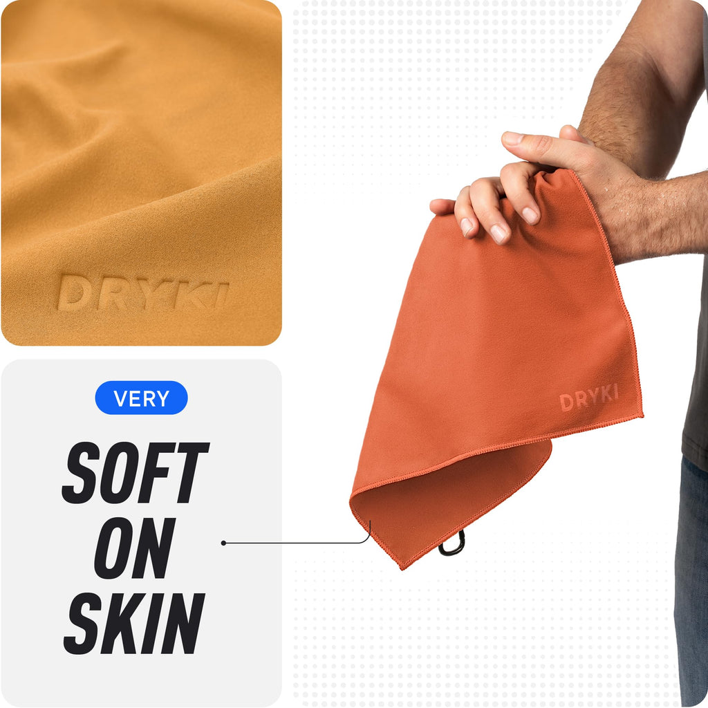 DRYKI Pocket-Sized Sweat Towels - The Original Sweat Absorbing Handkerchiefs - Quick-Dry Microfiber Sweat Rags for Face, Hands, & Body - Men & Women - Gym, Sports, and Work (Desert: 5 Pack)