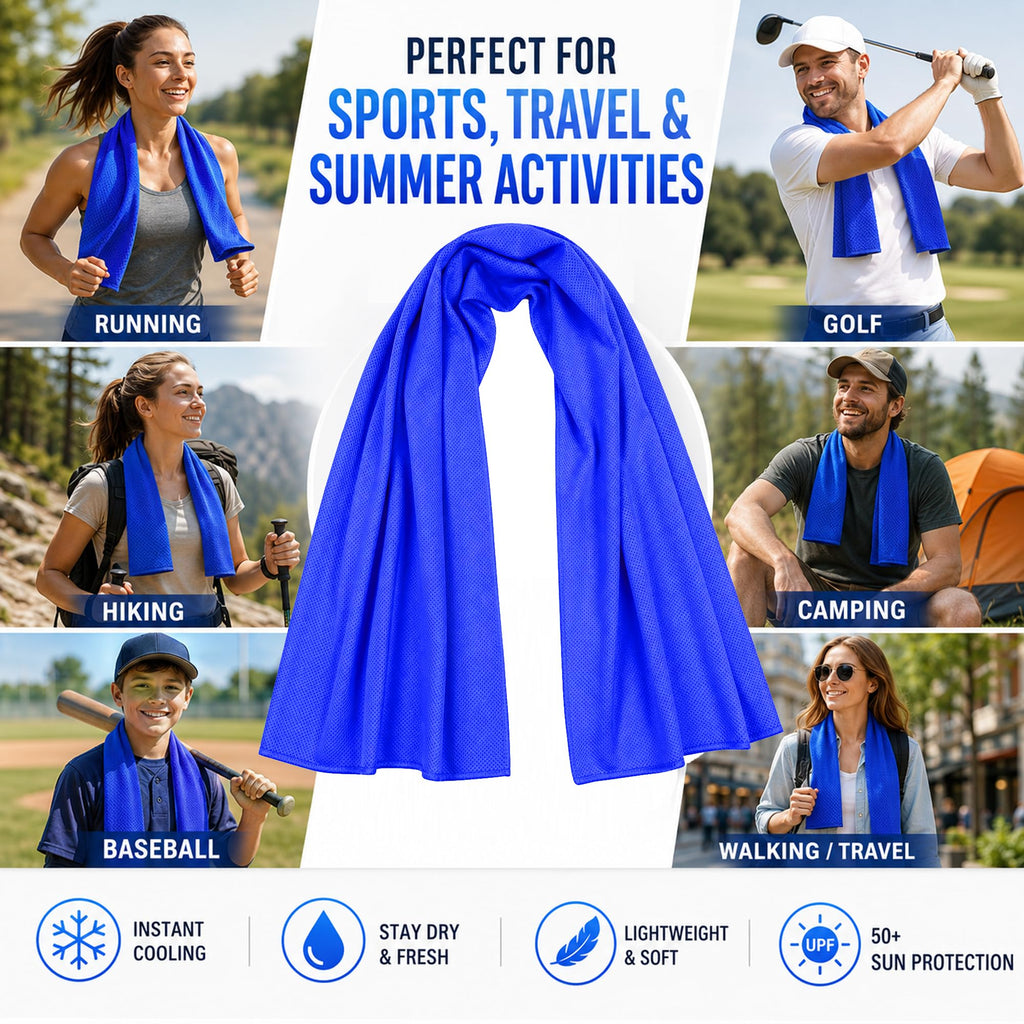 Cooling Towels 43.3" x 15.7" - Ice Towel, Sweat Towel, Cooling Towels for Neck & Face & Cooling Neck Wraps for Summer Heat - Neck Cooler for Quick Cool Down for Gym, Running, Golf, Yoga & Sports