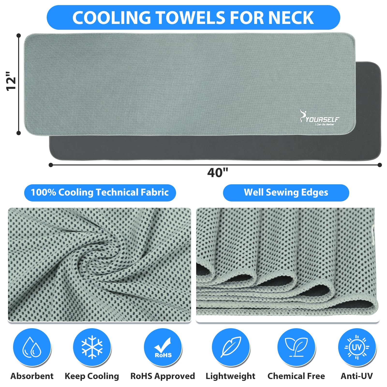 SYOURSELF Cooling Towel, Cooling Towels for Neck,40" x 12"Ice Towel for Instant Cooling Relief, Soft Breathable Chilly Towel, Perfect Yoga, Golf, Sports, Gym, Workout, Athletes Towel (1PC-Orange)