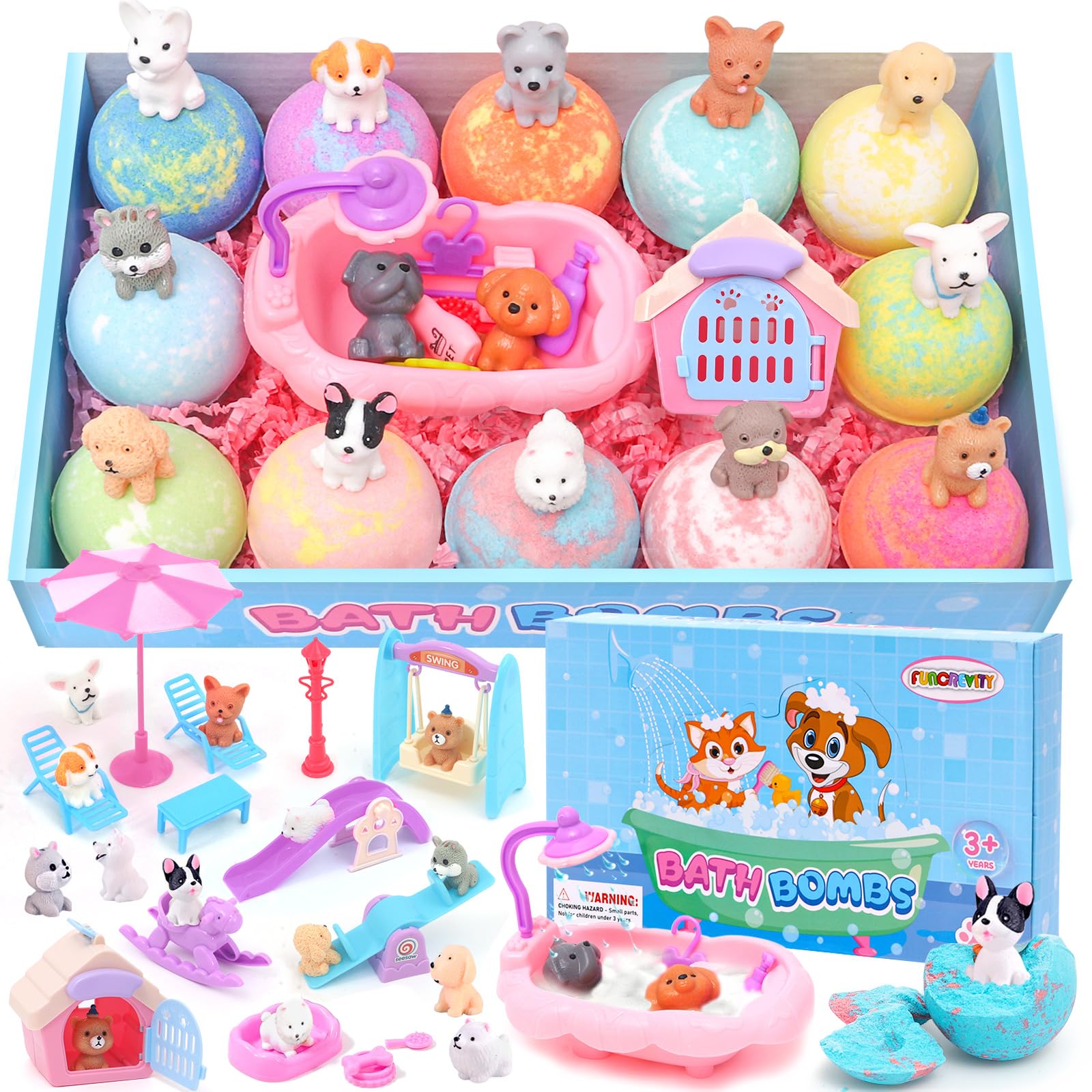 Bath Bombs for Kids with Surprise Inside Kids Bath Bombs with Toys for Boys Girls Handmade Fizzy Balls Bubble Bath Bomb Gift Set for Christmas New Year