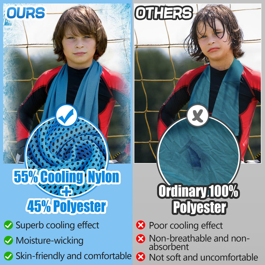 4 Pack Mini Cooling Towels (30"x9") - Kids Cooling Towel, Soft Breathable Cooling Neck Wraps with UPF 50 Sun Protection for Boys Girls Running Exercise Parent-child Activities School Outdoor Sports