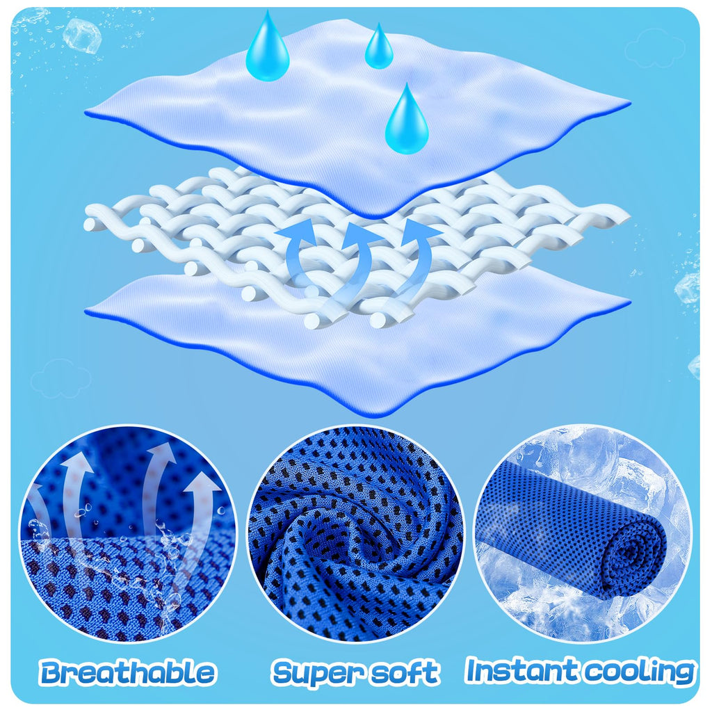 4 Pack Mini Cooling Towels (30"x9") - Kids Cooling Towel, Soft Breathable Cooling Neck Wraps with UPF 50 Sun Protection for Boys Girls Running Exercise Parent-child Activities School Outdoor Sports