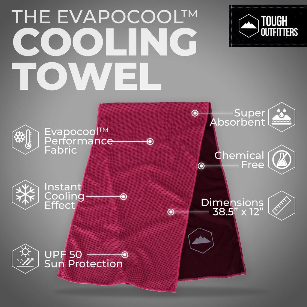Tough Outdoors Cooling Towels for Neck Face - Neck Cooling Towel for Hot Weather Yoga Sports Golf Sweat - Instant Cold Towel