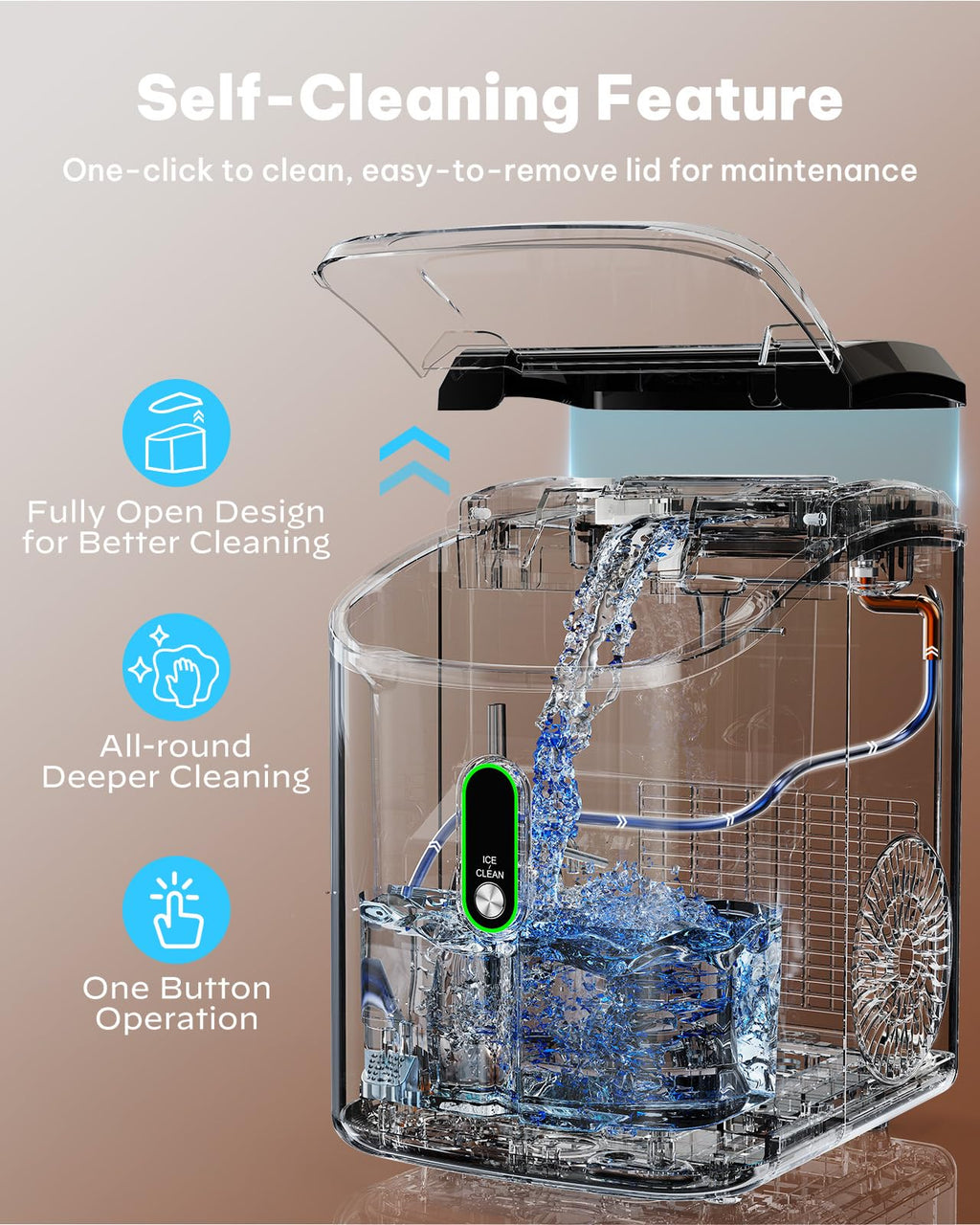 Silonn Nugget Ice Maker Countertop, Pellet Ice Machine with Self-Cleaning Function, Sonic Ice Maker Produces 36lbs of Chewable Ice in 24 Hours, Ideal for Home Kitchen and Office (Black)