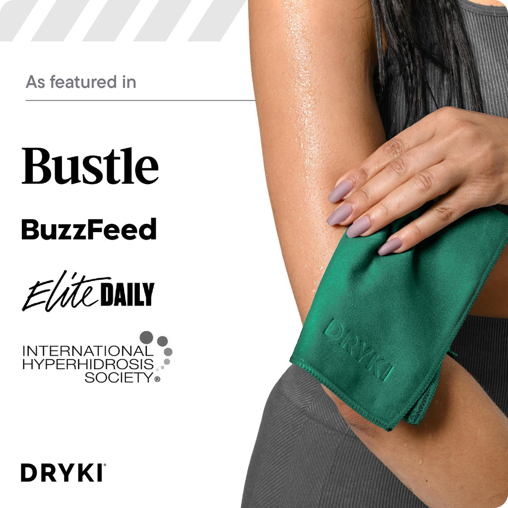 DRYKI Sweat Absorbing Handkerchiefs - The Original Pocket-Sized Sweat Towels - Quick-Dry Microfiber Sweat Rags for Face, Hands, & Body - Men & Women - Gym, Sports, and Work (Forest: 5 Pack)