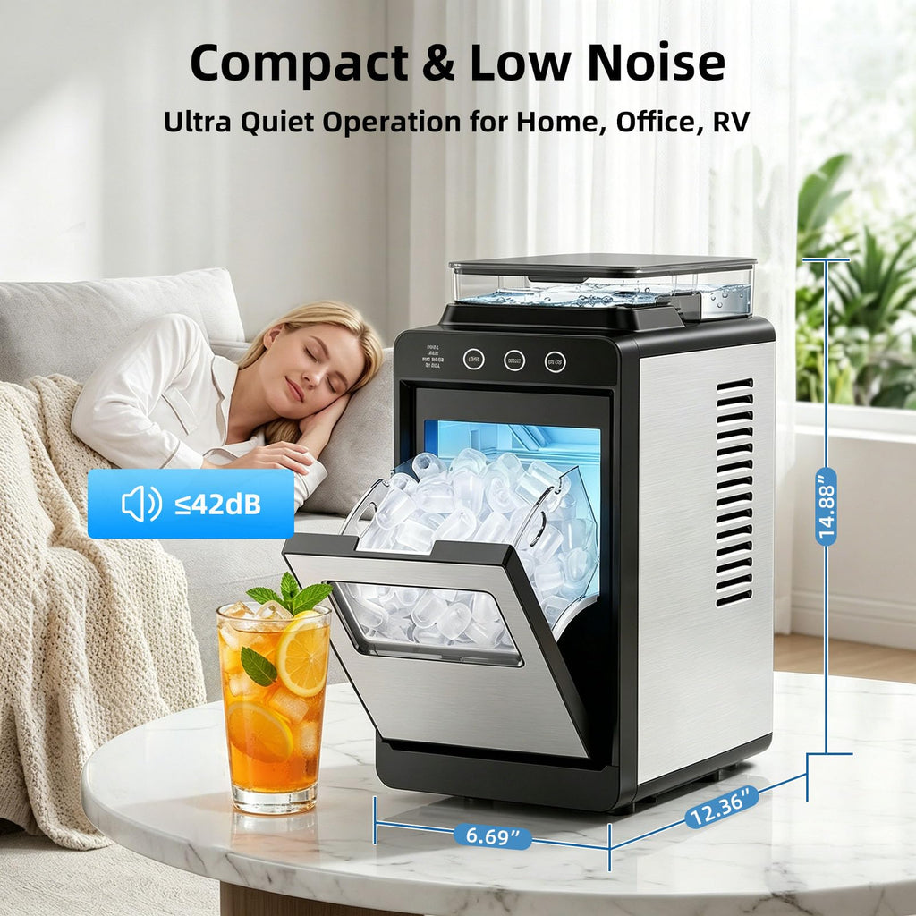 Antarctic Star Ice Maker, Portable Ice Machine with Self-Cleaning Function, 8 Cubes in 6 Mins Fast Countertop Ice Making, Compact Ice Maker for Home, Kitchen, RV, Travel, Matte Black