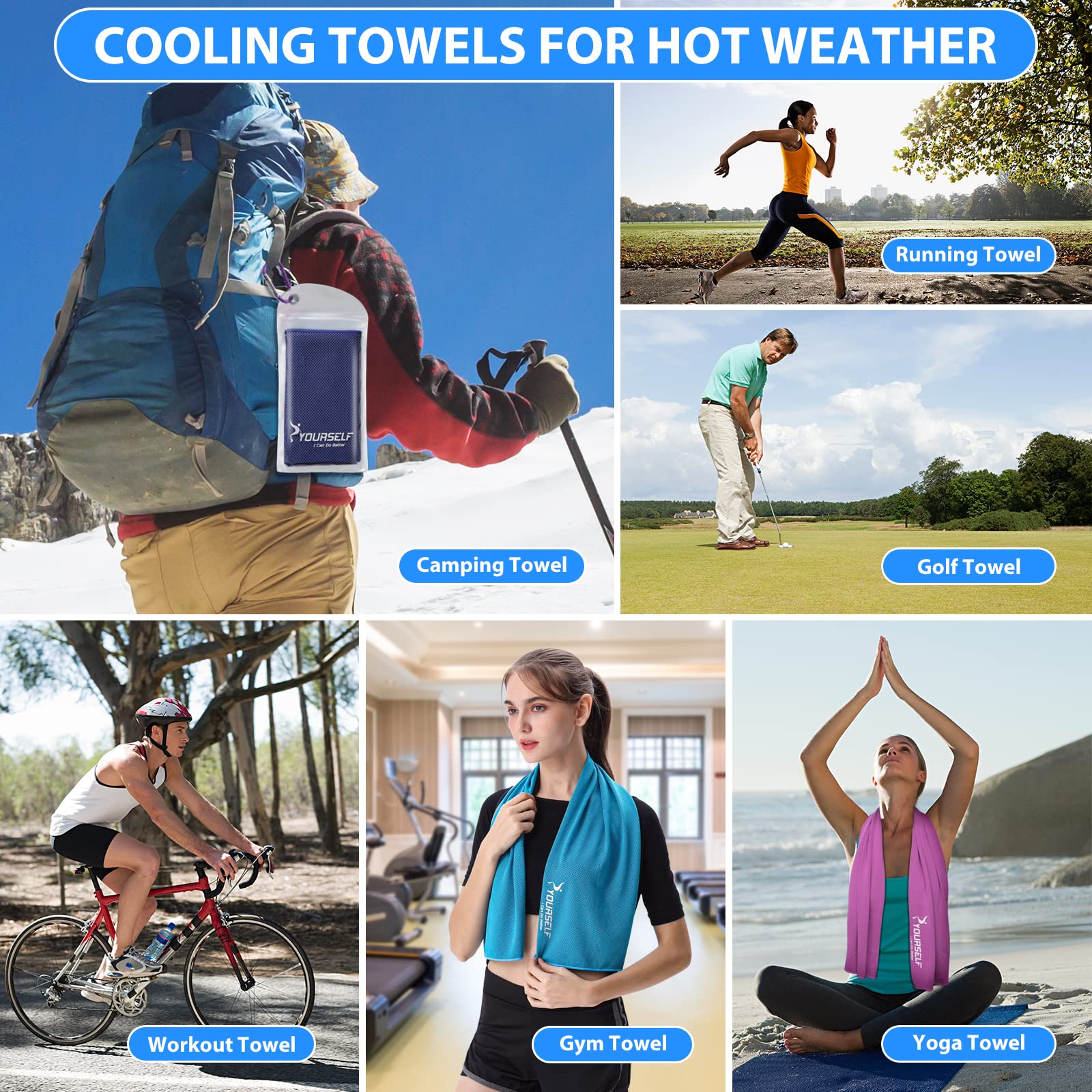 SYOURSELF Cooling Towel, Cooling Towels for Neck,40" x 12"Ice Towel for Instant Cooling Relief, Soft Breathable Chilly Towel, Perfect Yoga, Golf, Sports, Gym, Workout, Athletes Towel (1PC-Orange)