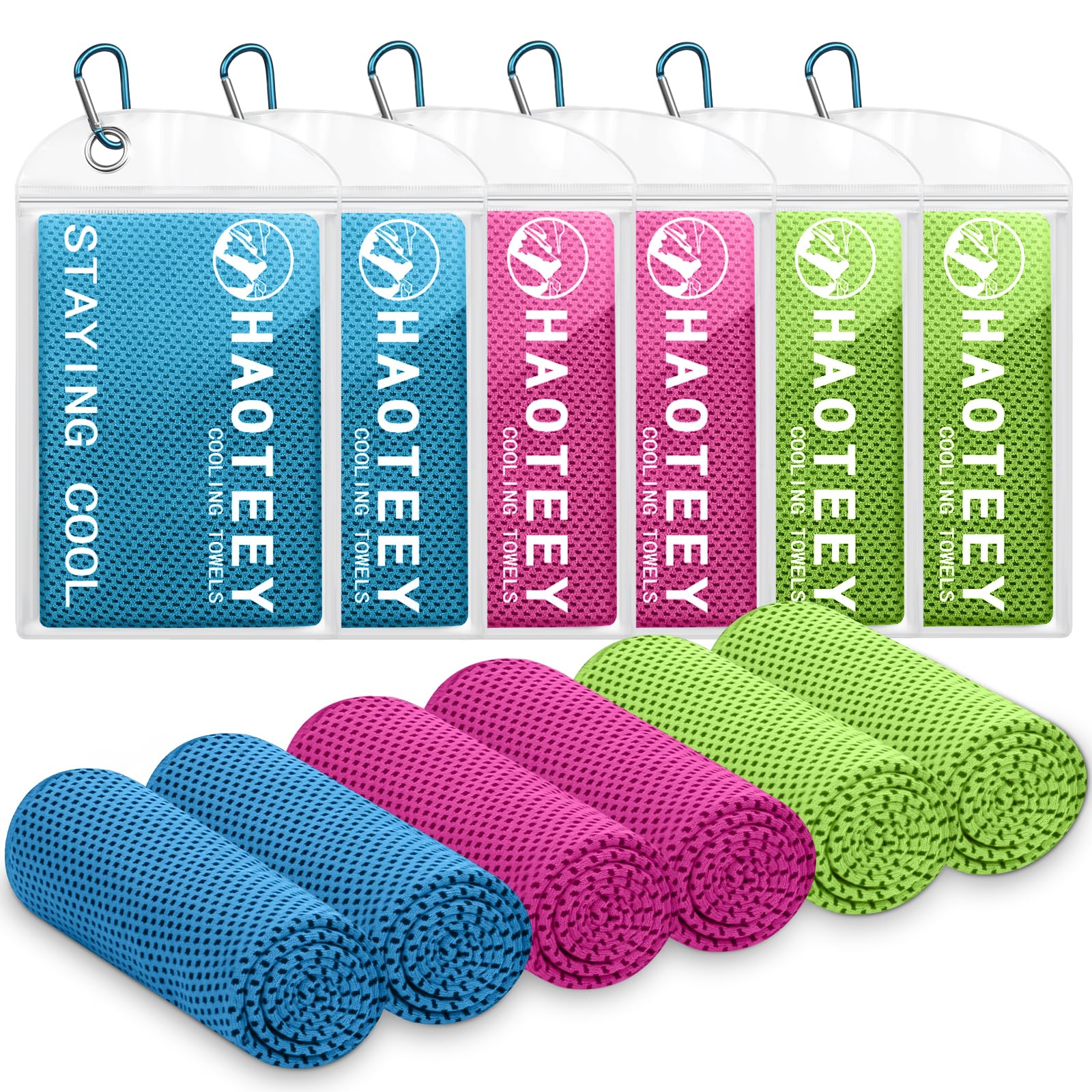 40"*12" Cooling Towels 6 PCS, Cool Towels Sports Cooling Rags for Neck and Face, Sweat Neck Cooling Towel for Hot Weather, Chilly Towels for Athletes, Yoga, Gym, Golf