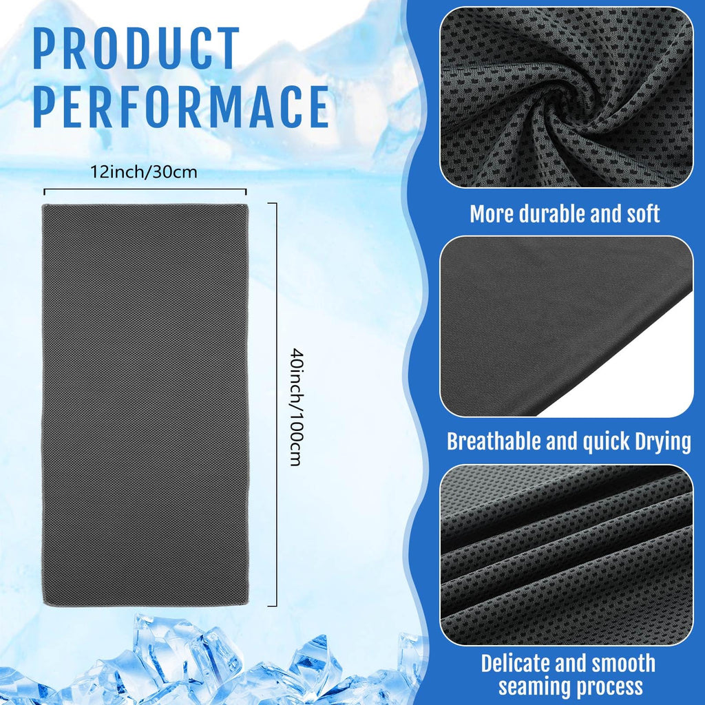 Hosuly 6 Pack Cooling Towels 40" x 12" Sport Towels, Cooling Rag for Neck and Face Ice Breathable Chilly Portable Neck Wraps for Yoga(Black)