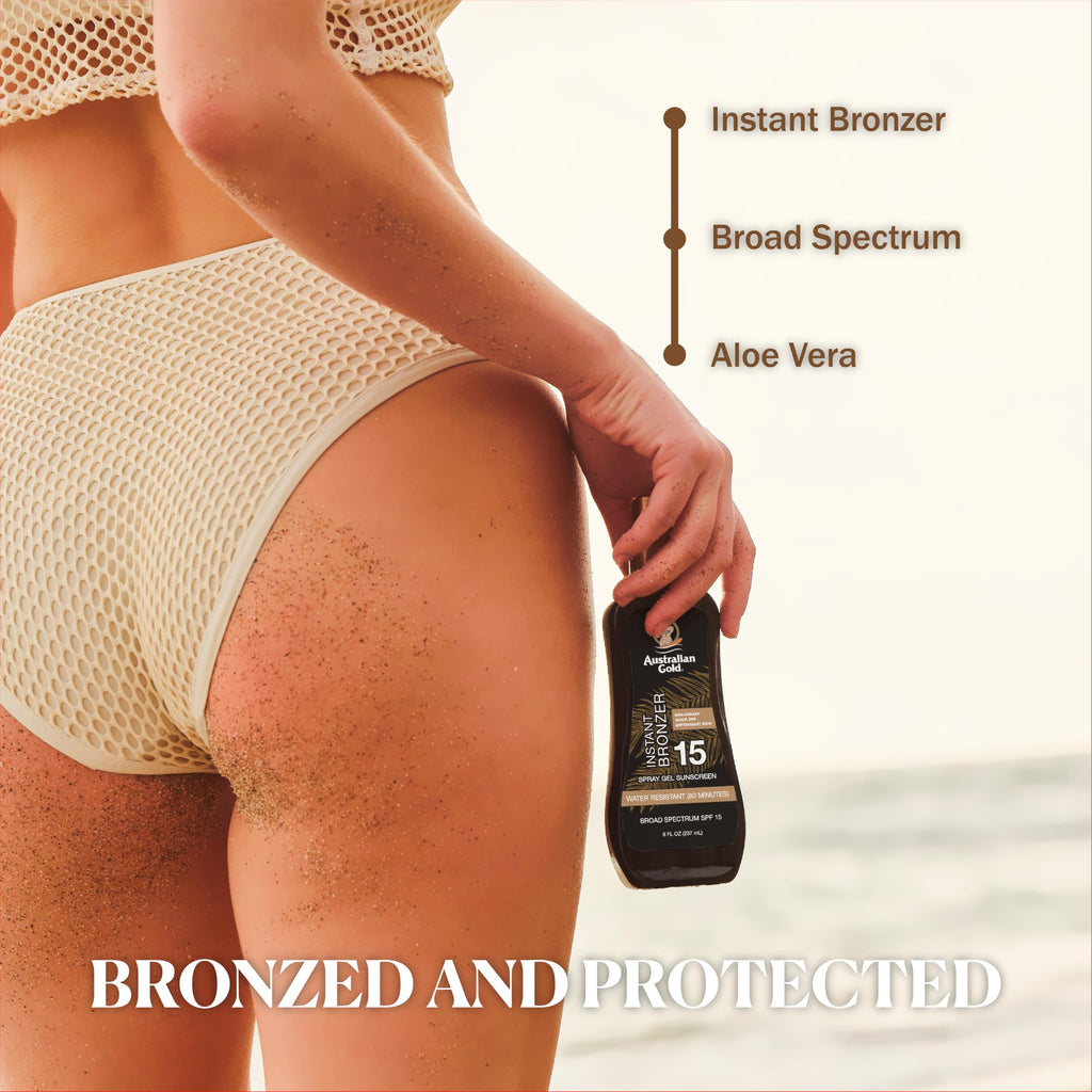 Australian Gold Spray Gel Sunscreen with Instant Bronzer SPF 50, 8 Ounce | Moisturize & Hydrate Skin | Broad Spectrum | Water Resistant,B07DG52KLY