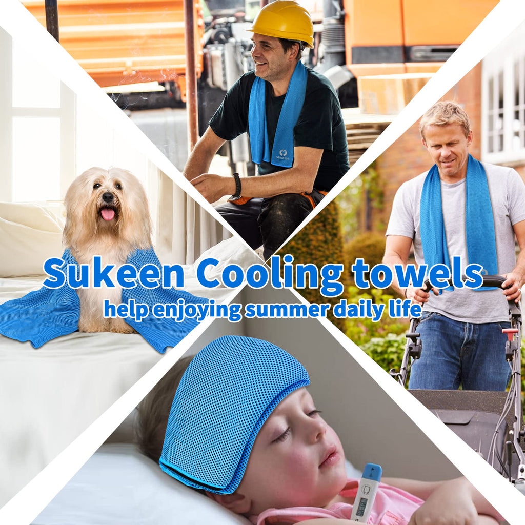 Sukeen 4Pack Cooling Towel (40"x12"),Ice Towel,Soft Breathable Chilly Towel,Microfiber Towel for Yoga,Sport,Running,Gym,Workout,Camping,Fitness,Workout & More Activities