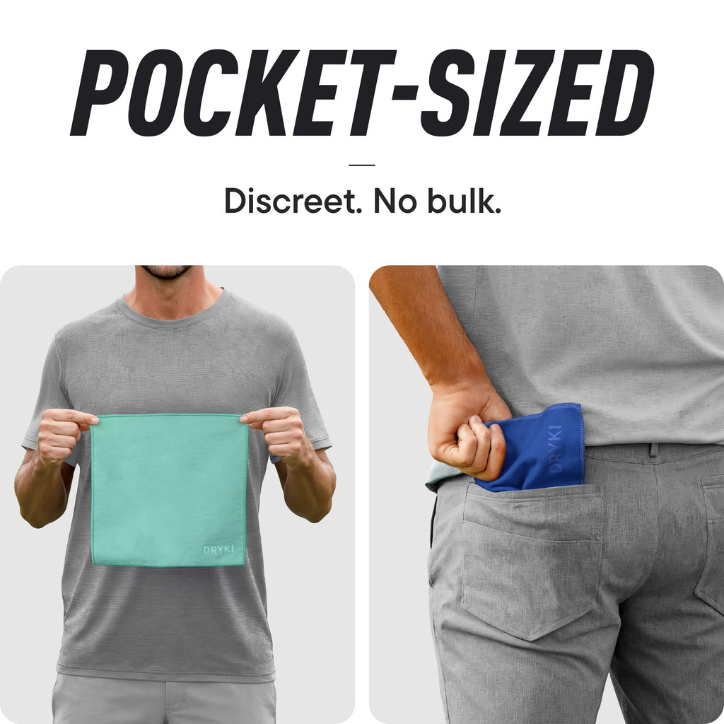 DRYKI Sweat Absorbing Handkerchiefs - The Original Pocket-Sized Sweat Towels - Quick-Dry Microfiber Sweat Rags for Face, Hands, & Body - Men & Women - Gym, Sports, and Work (Forest: 5 Pack)