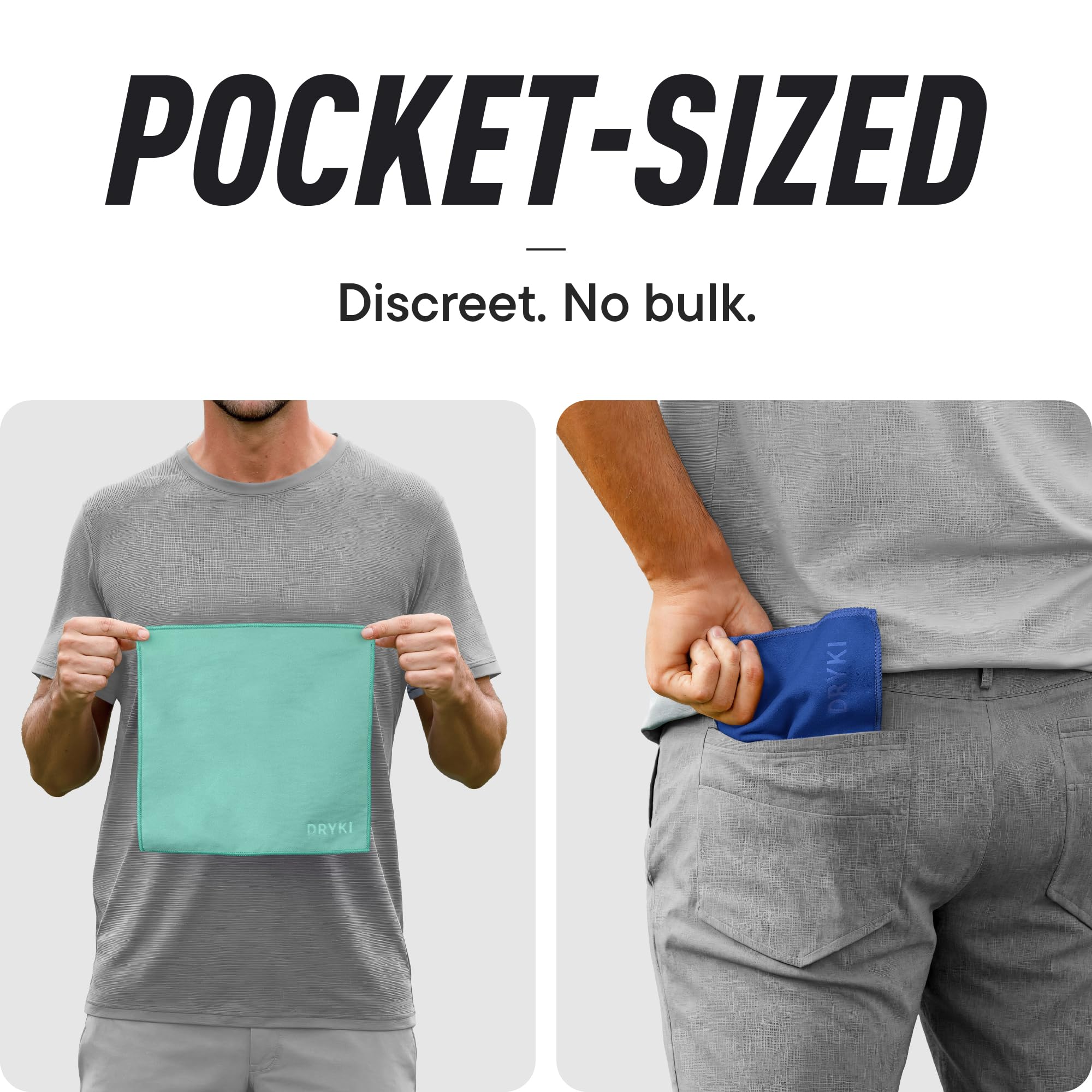 DRYKI Sweat Absorbing Handkerchiefs - The Original Pocket-Sized Sweat Towels - Quick-Dry Microfiber Sweat Rags for Face, Hands, & Body - Men & Women - Gym, Sports, and Work (Forest: 5 Pack)