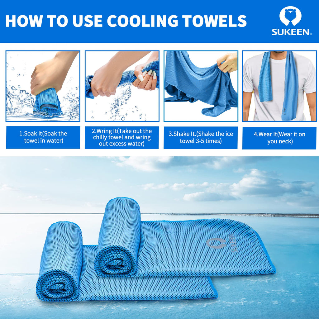 Sukeen Cooling Towel (40"x12") for Neck & Head - Soft Breathable Chilly Sweat Towel for Yoga, Golf, Gym, Camping, Running, Workout & More Activities