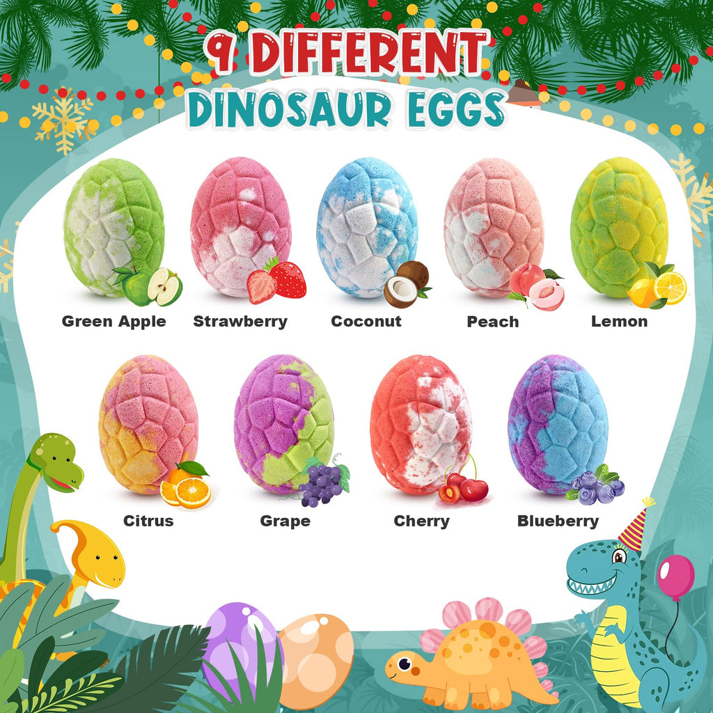 Qivatex Bath Bombs for Kids with Dinosaur Toys Inside, Natural Organic | Fun Bubble Bath Gift Set, Perfect for Fathers Day & Kids Birthday Presents. Gentle Formula for Daily Bath Time