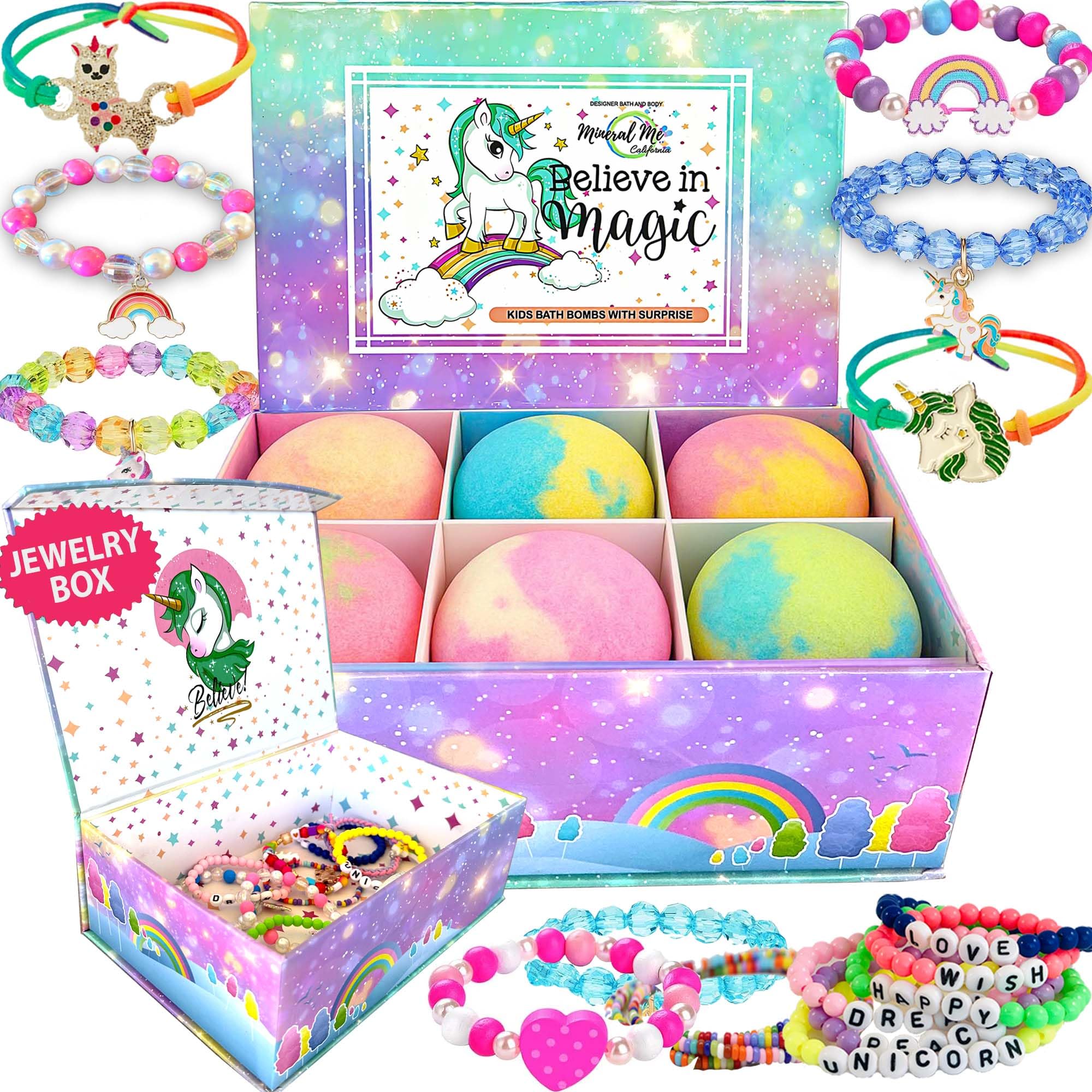 Bath Bombs for Kids with Surprise Inside - Organic Bath Fizzies with Toys Inside. All Natural, Gentle, and Kids Safe, Rainbow Spa Bath Fizz Balls, Birthday Gifts for Boys, Toddlers, Baby