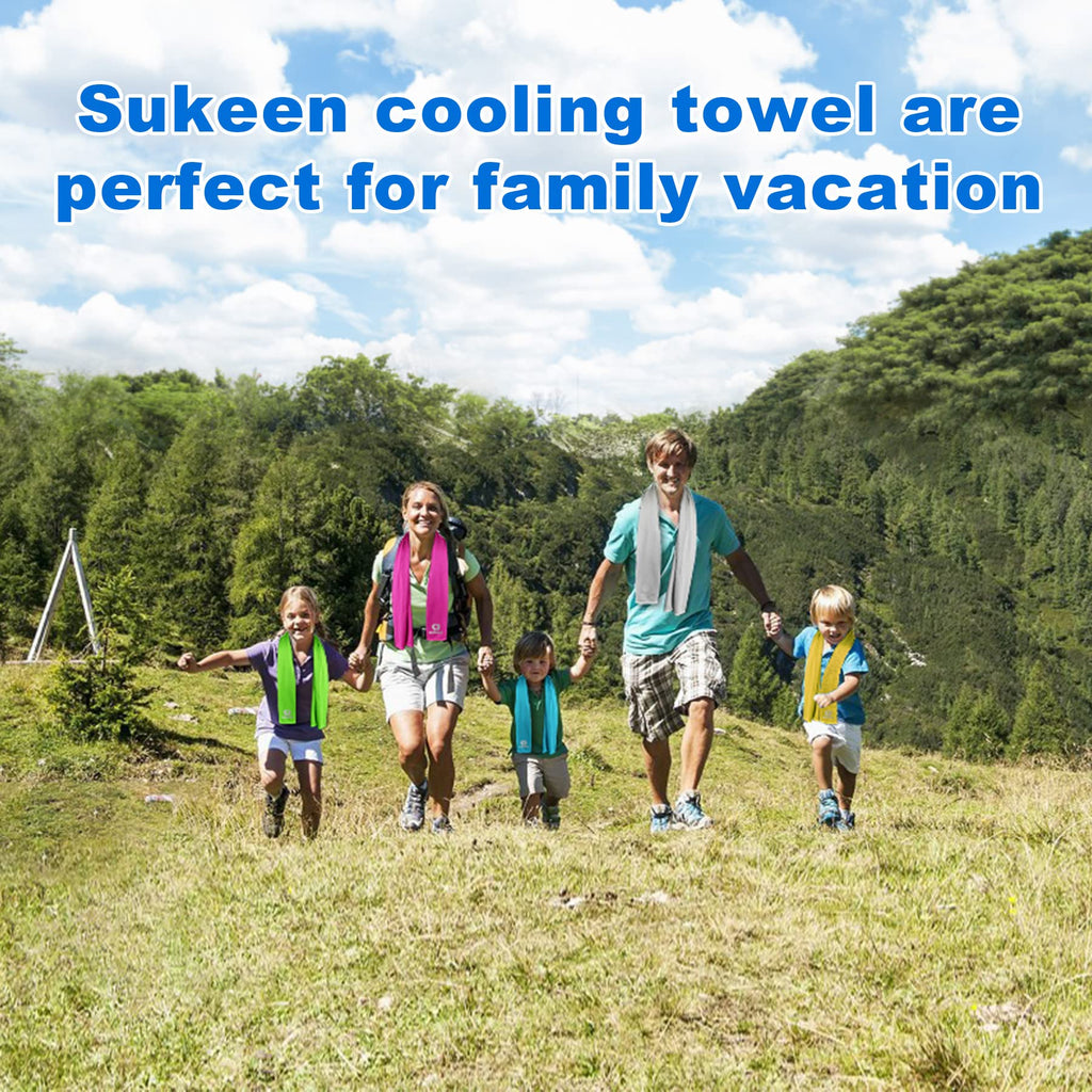 Sukeen 4Pack Cooling Towel (40"x12"),Ice Towel,Soft Breathable Chilly Towel,Microfiber Towel for Yoga,Sport,Running,Gym,Workout,Camping,Fitness,Workout & More Activities