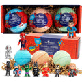 Superhero Bath Bombs for Kids & Boys with Surprise Hero Toys Inside (1 Pack) - Large Bubble Bath Bombs for Boys & Girls - Birthday Gift & Goodie Bags for Kids - Fruity Scent, USA Made by Two Sisters