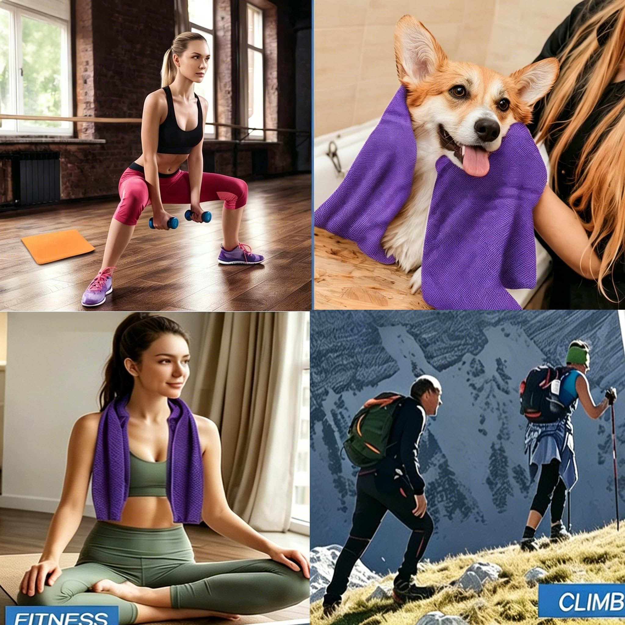 4 Pack Cooling Towels Cloth for Neck and Face, Ice Cool Towel Cold Rags for Sports Gym Fitness Yoga Running Tennis Baseball Hiking Camping(Y-4PACK-02)
