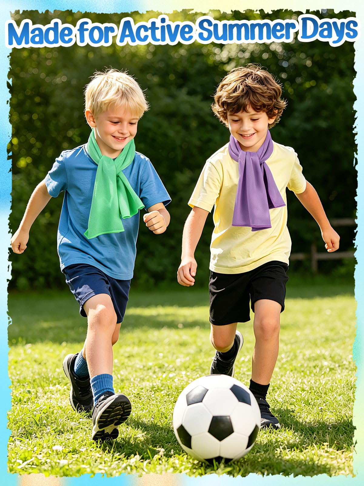 4 Pack Mini Cooling Towels (30"x9") - Kids Cooling Towel, Soft Breathable Cooling Neck Wraps with UPF 50 Sun Protection for Boys Girls Running Exercise Parent-child Activities School Outdoor Sports