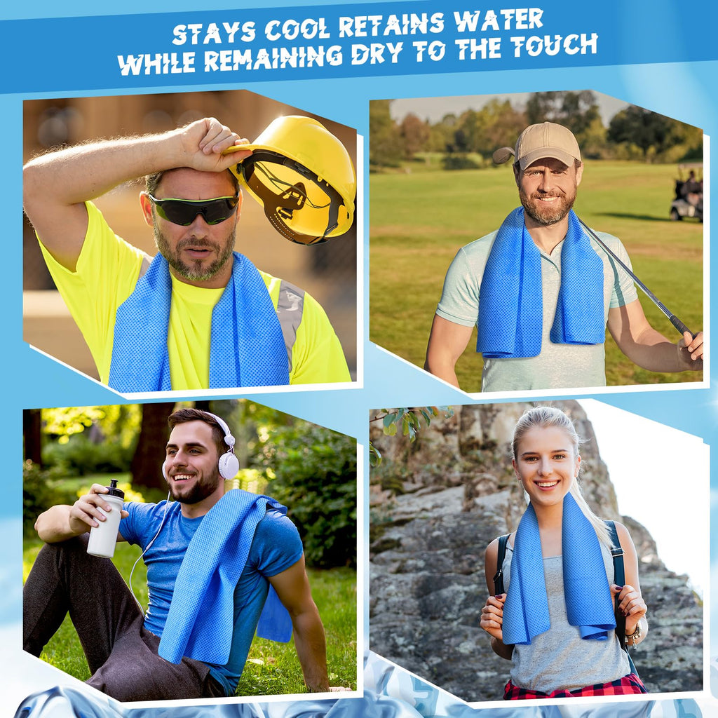 Peryiter 3 Packs PVA Cooling Towel Reusable Instant Cooling Neck Towel Breathable Soft Long Lasting Ice Sports Supplies for Running Hiking Swimming Golf (Dark Blue)