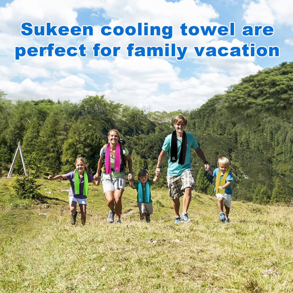 Sukeen 4Pack Cooling Towel (40"x12"),Ice Towel,Soft Breathable Chilly Towel,Microfiber Towel for Yoga,Sport,Running,Gym,Workout,Camping,Fitness,Workout & More Activities